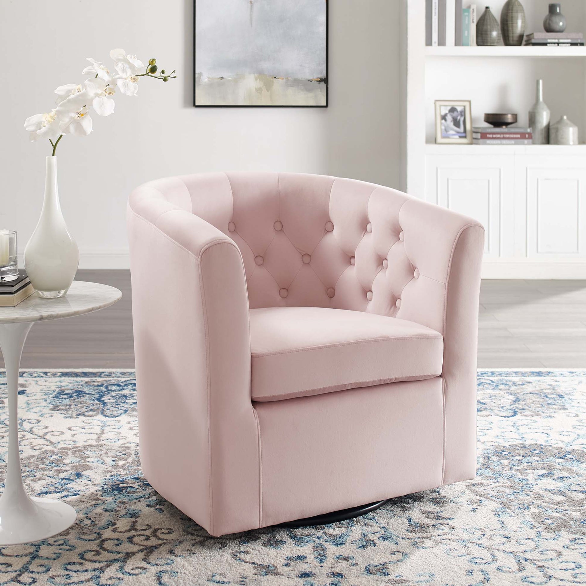 Prospect Tufted Performance Velvet Swivel Armchair - Best Buy Furniture