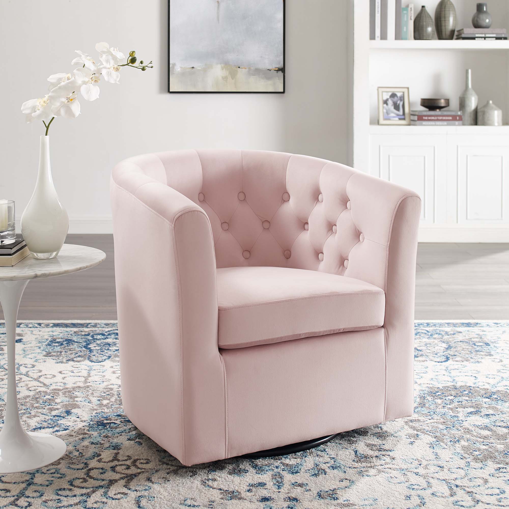 Prospect Tufted Performance Velvet Swivel Armchair - Best Buy Furniture