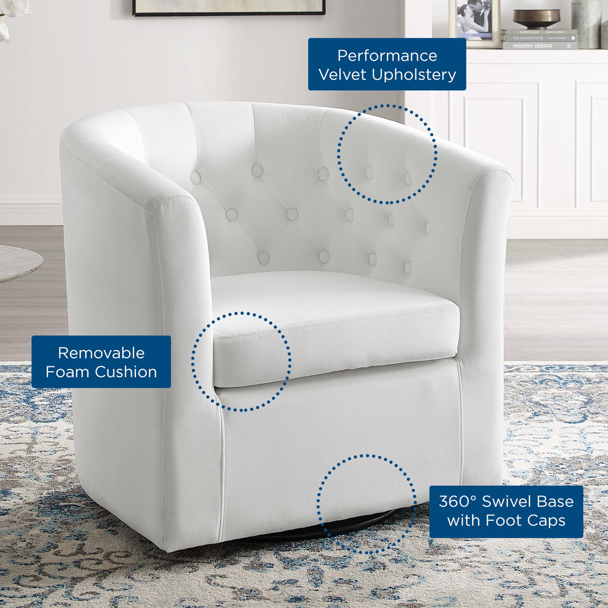 Prospect Tufted Performance Velvet Swivel Armchair - Best Buy Furniture