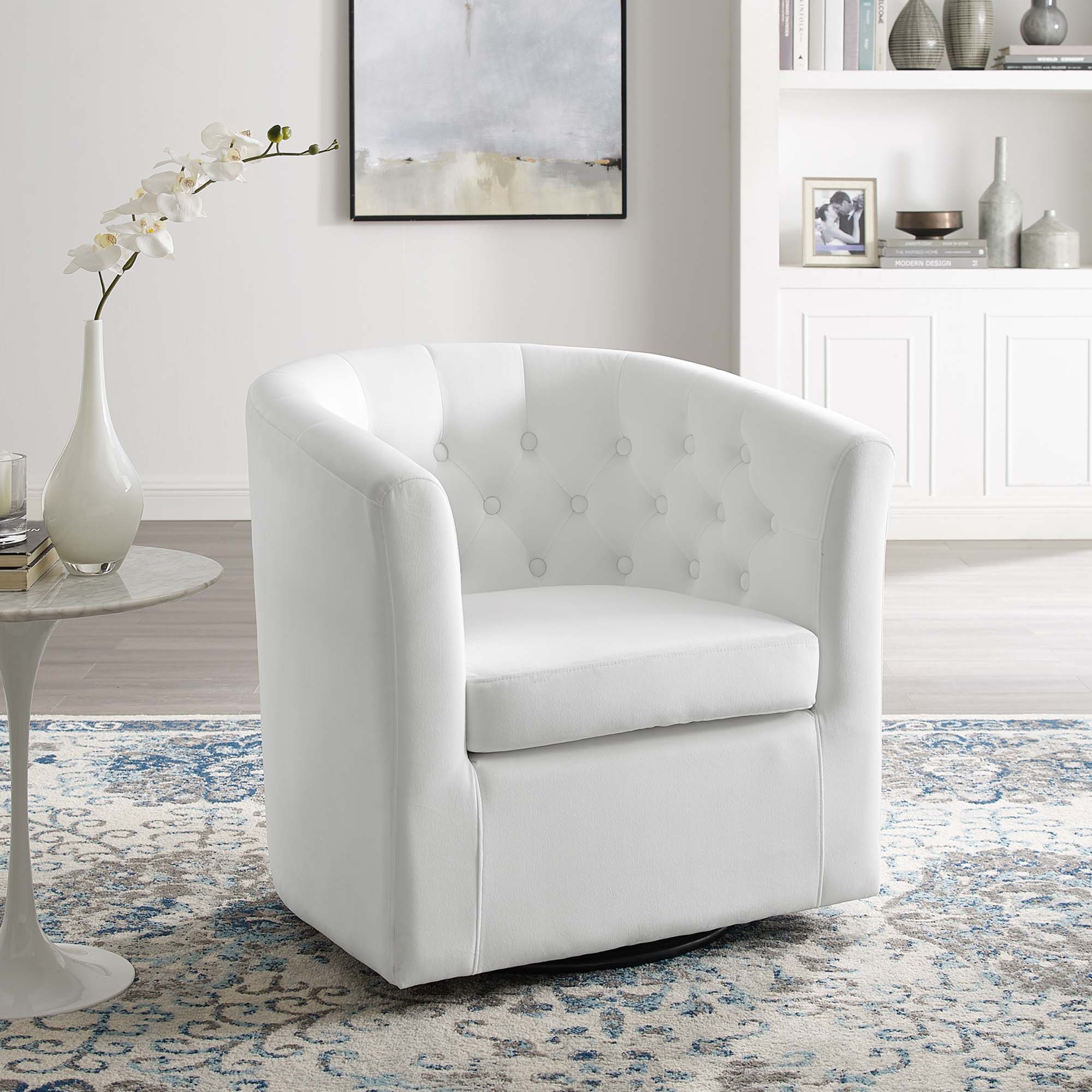 Prospect Tufted Performance Velvet Swivel Armchair - Best Buy Furniture