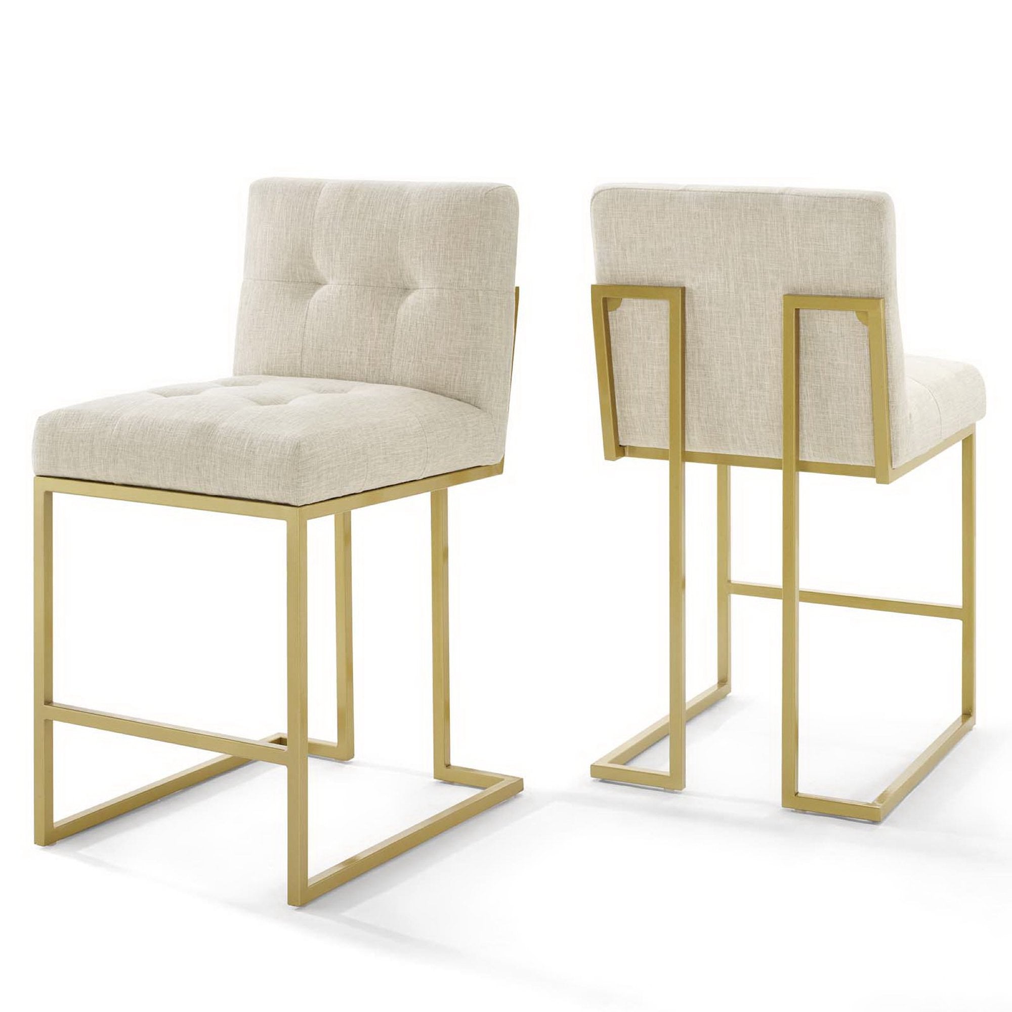 Privy Gold Stainless Steel Upholstered Fabric Counter Stool Set of 2 by Modway - Best Buy Furniture