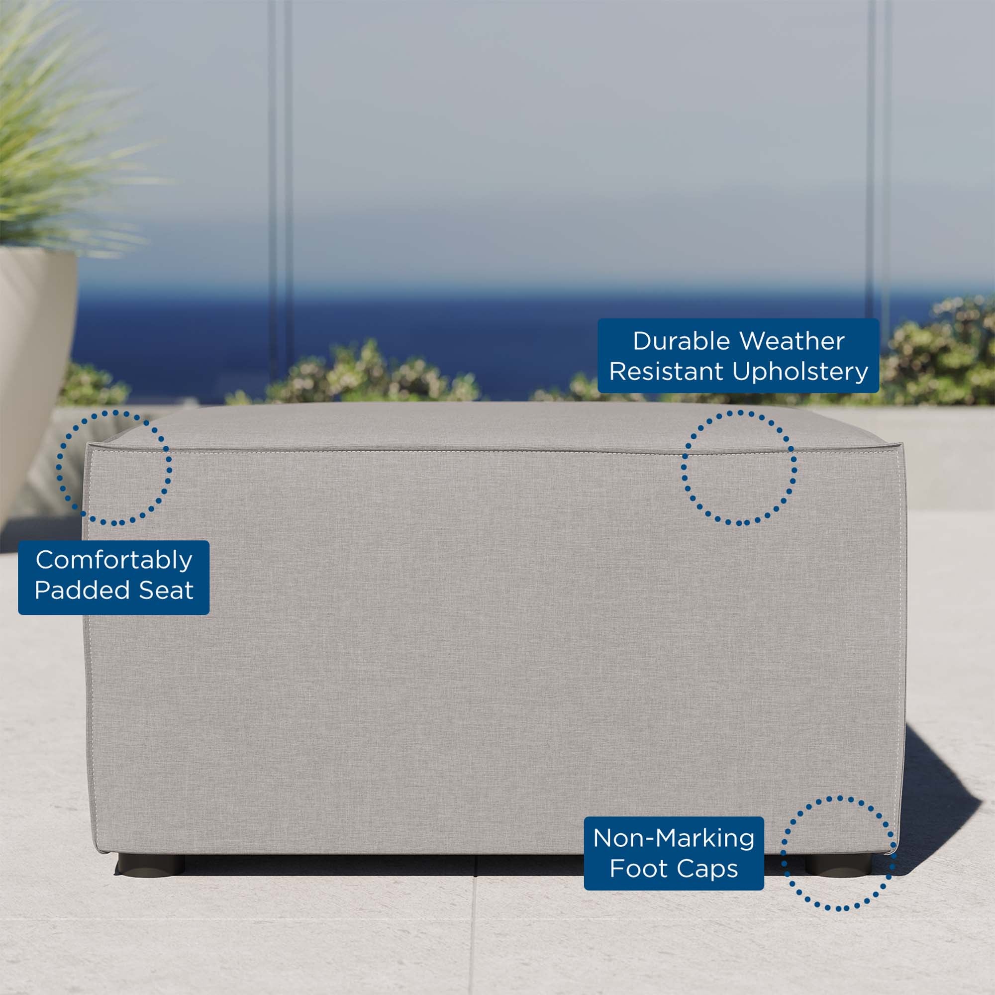 Saybrook Outdoor Patio Upholstered Sectional Sofa Ottoman by Modway - Best Buy Furniture