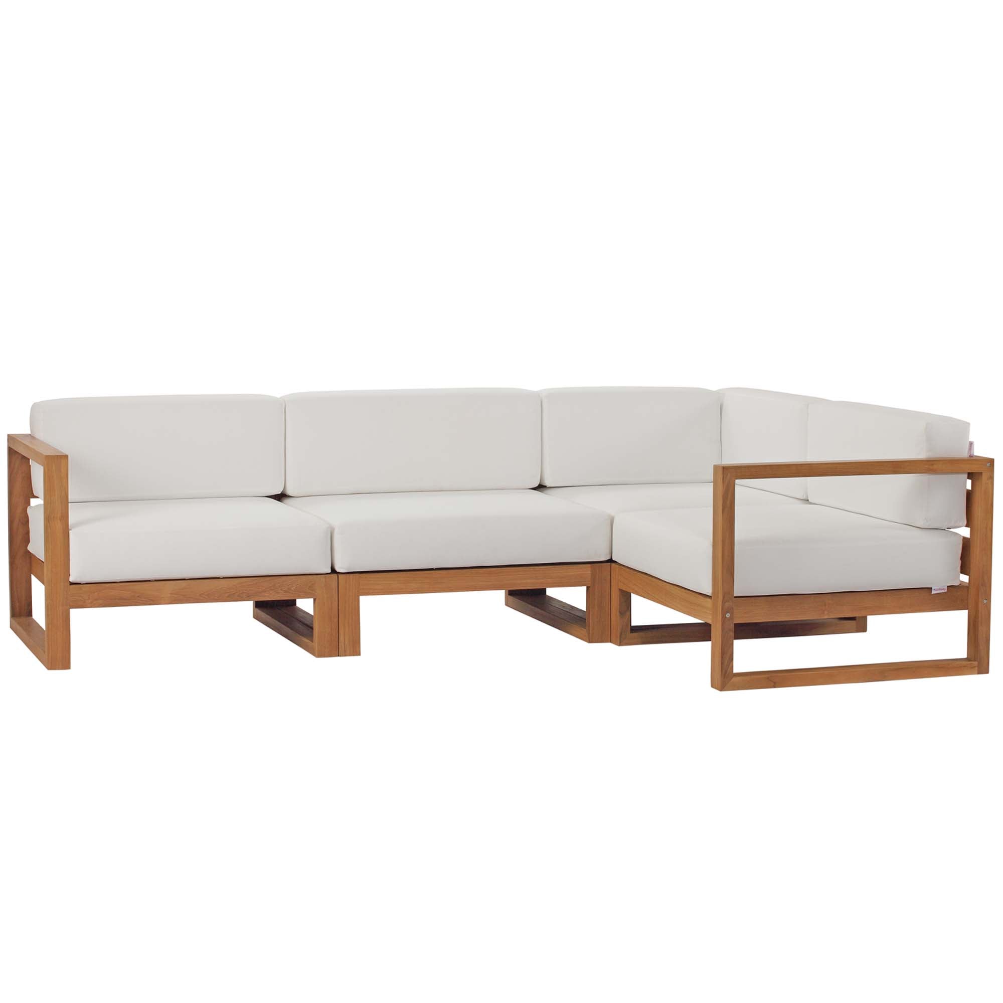 Upland 4-Piece Outdoor Patio Teak Wood Sectional Sofa Set by Modway - Best Buy Furniture