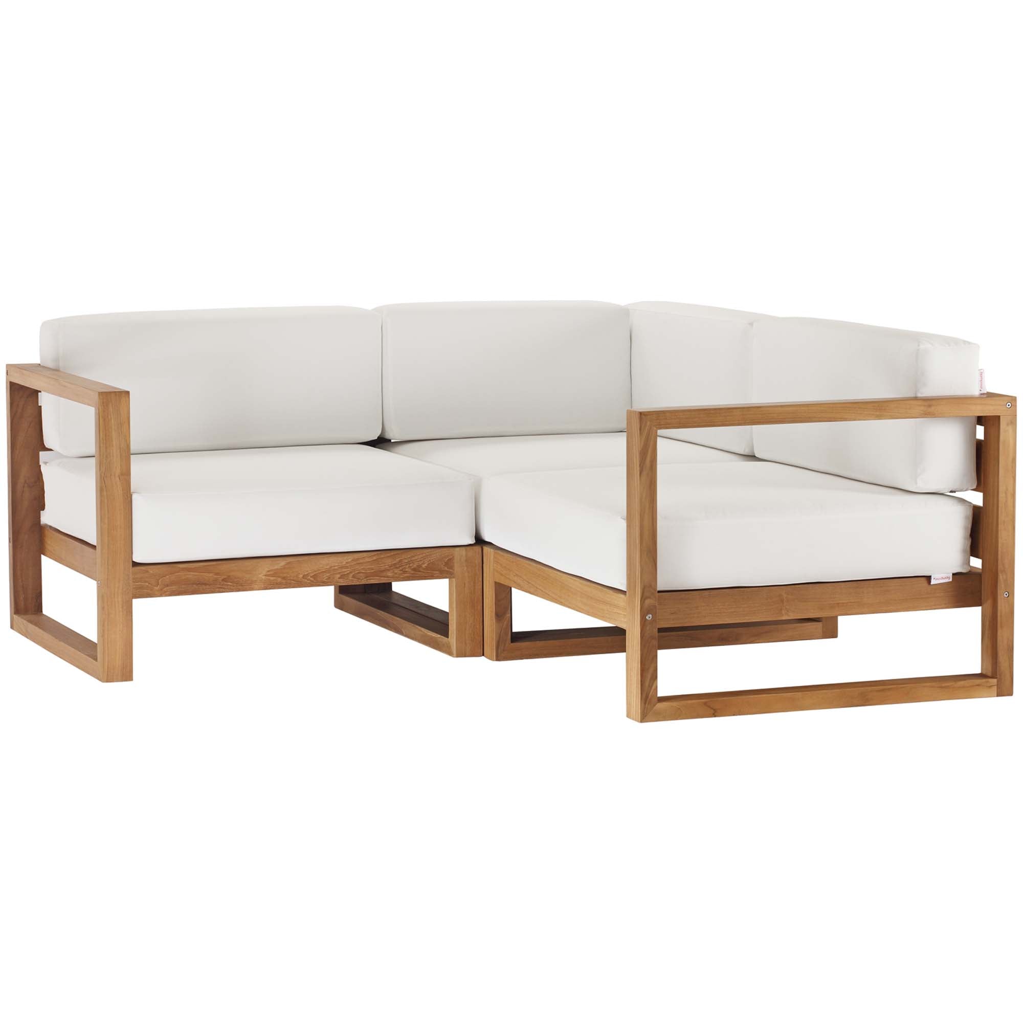 Upland 3-Piece Outdoor Patio Teak Wood Sectional Sofa Set by Modway - Best Buy Furniture