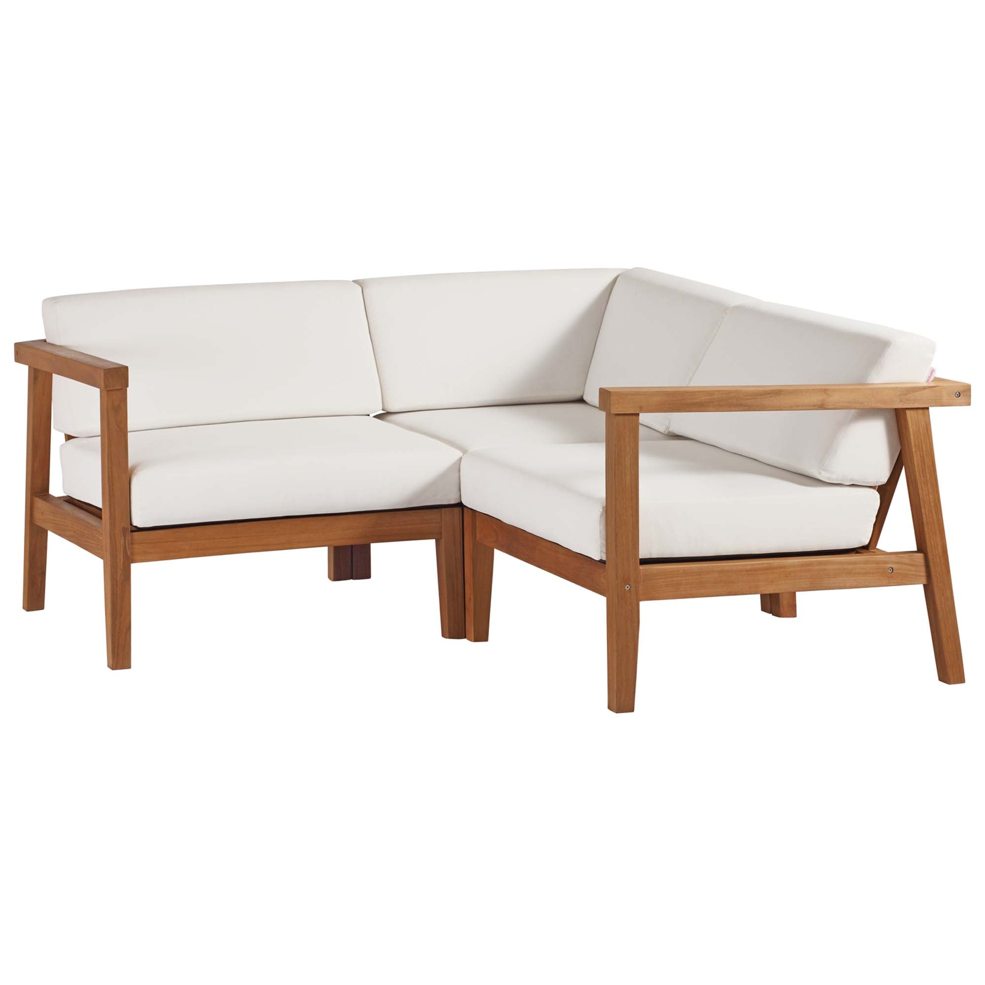 Bayport 3-Piece Outdoor Patio Teak Wood Sectional Sofa Set by Modway - Best Buy Furniture