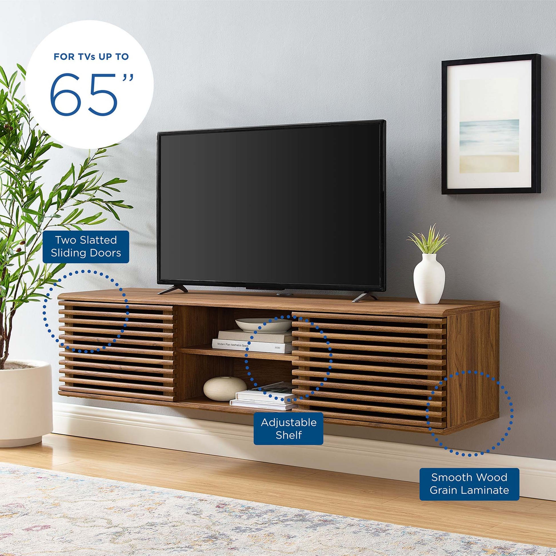 Render 60" Wall-Mount Media Console TV Stand - Best Buy Furniture