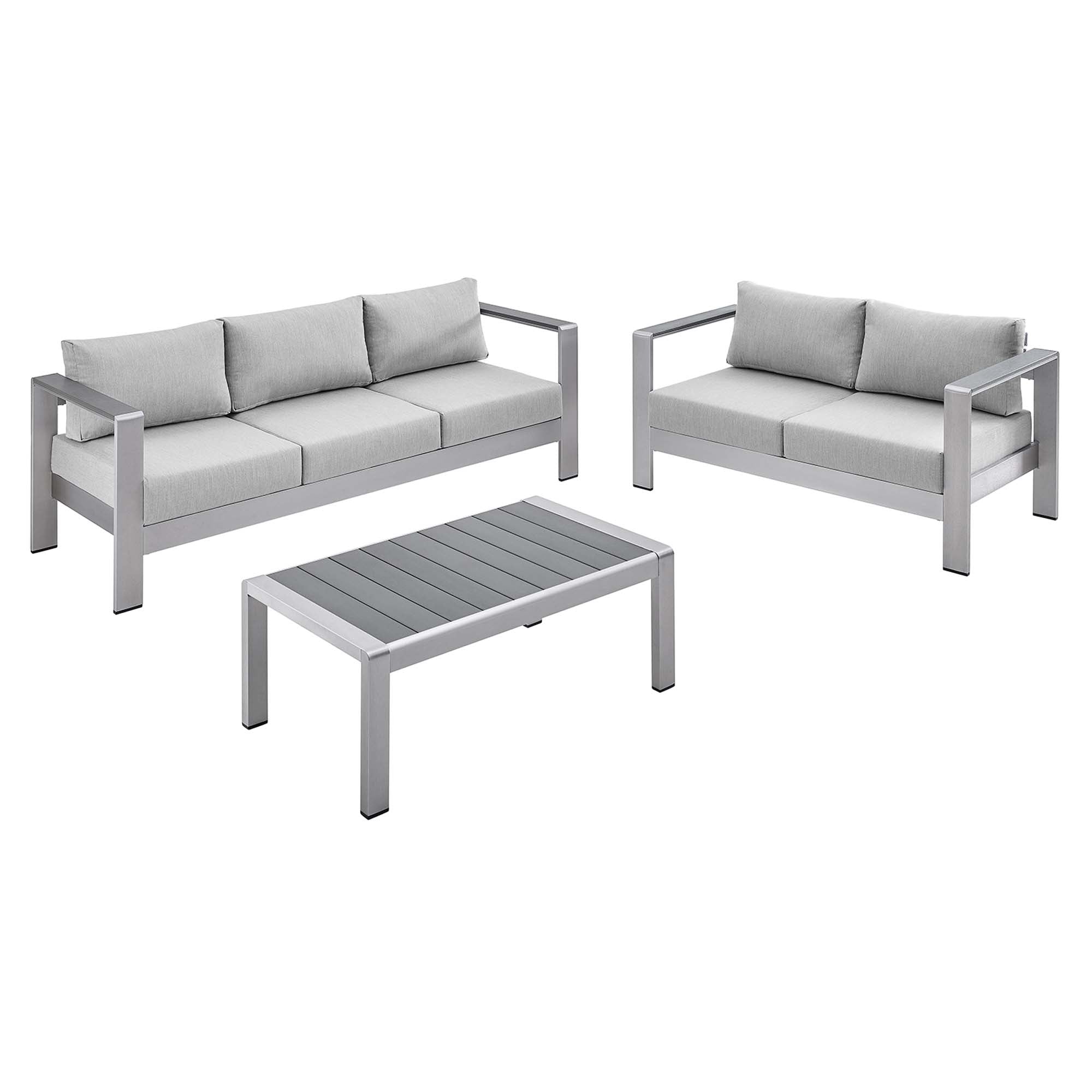 Shore 3 Piece Sunbrella� Fabric Outdoor Patio Aluminum Set by Modway - Best Buy Furniture