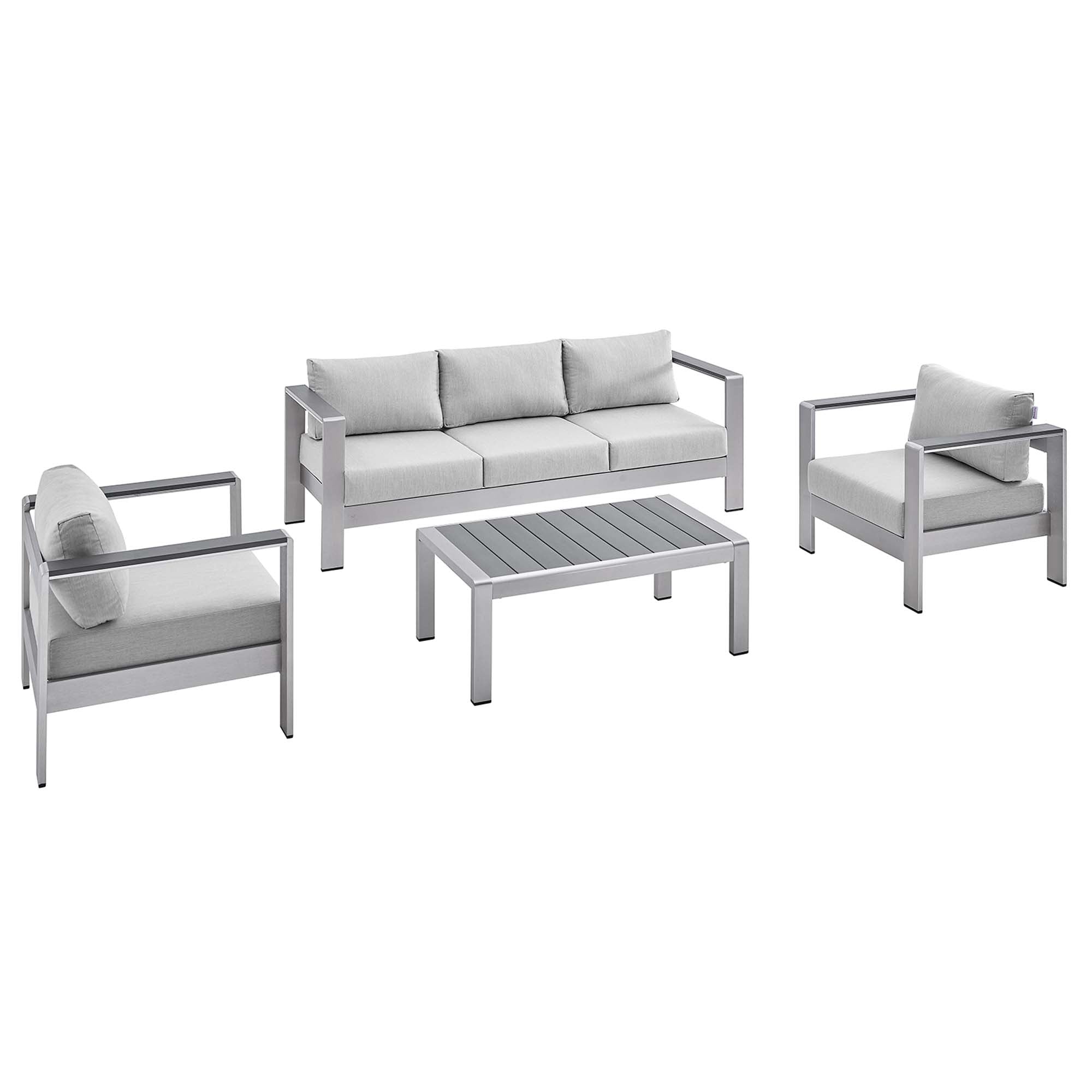 Shore 4 Piece Sunbrella� Fabric Outdoor Patio Aluminum Set by Modway - Best Buy Furniture