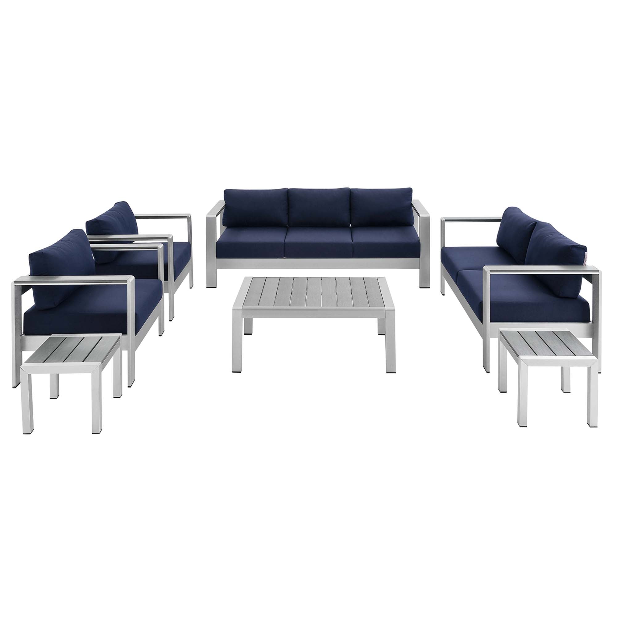 Shore 7 Piece Sunbrella� Fabric Outdoor Patio Aluminum Set by Modway - Best Buy Furniture