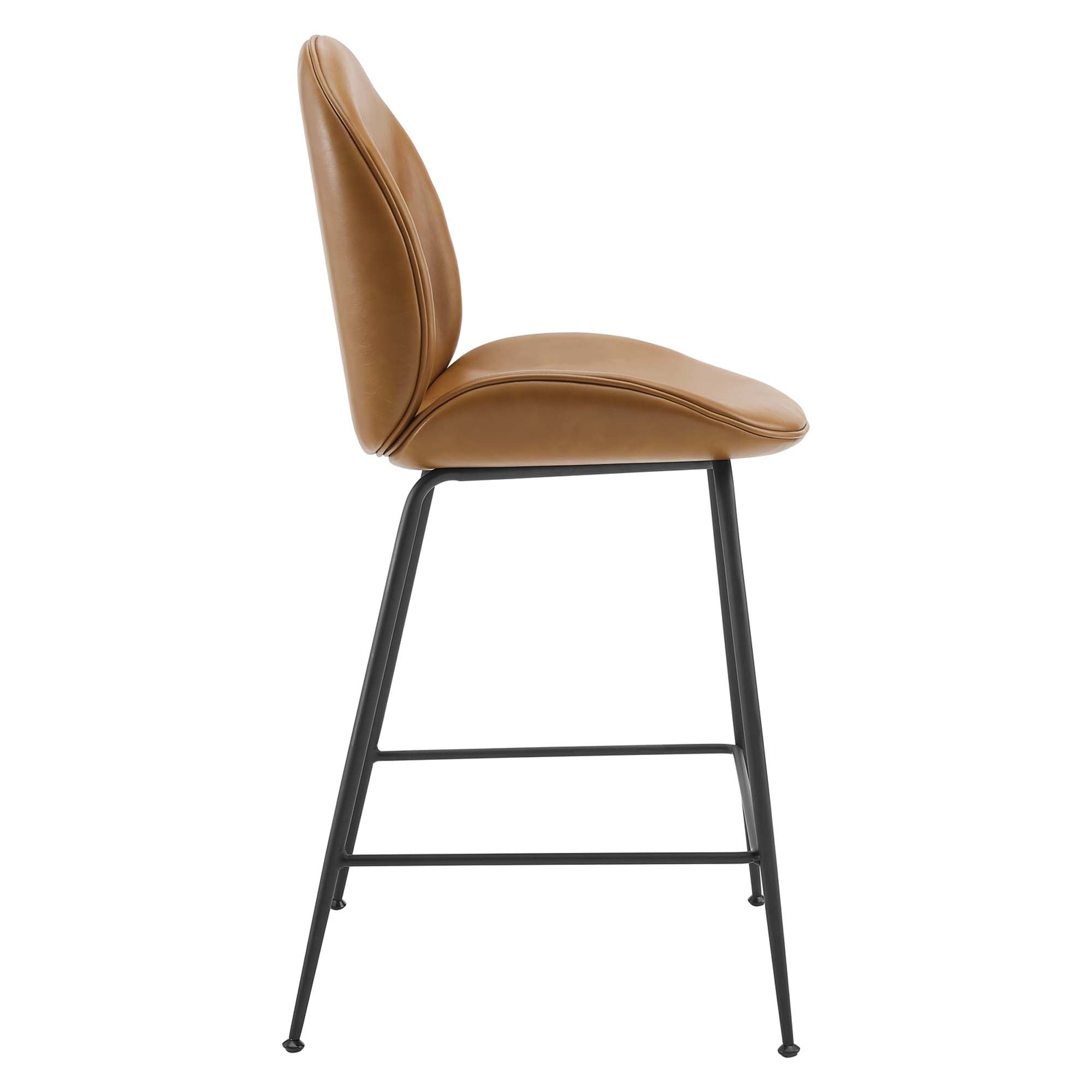 Scoop Black Powder Coated Steel Leg Vegan Leather Counter Stool by Modway - Best Buy Furniture