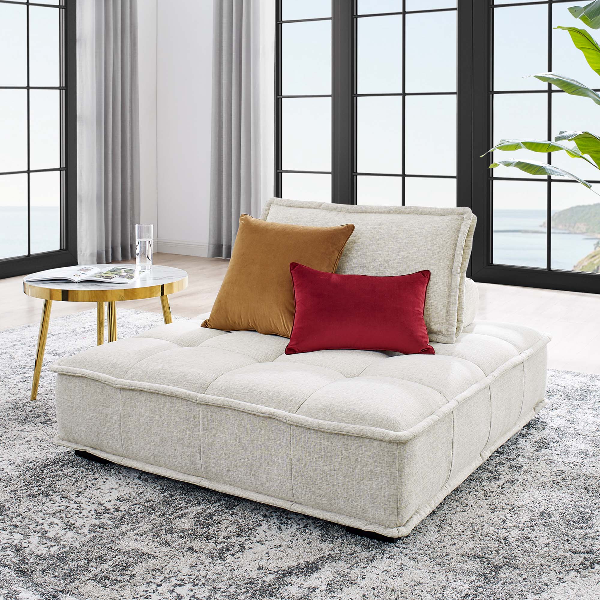 Saunter Tufted Fabric Armless Chair - Best Buy Furniture