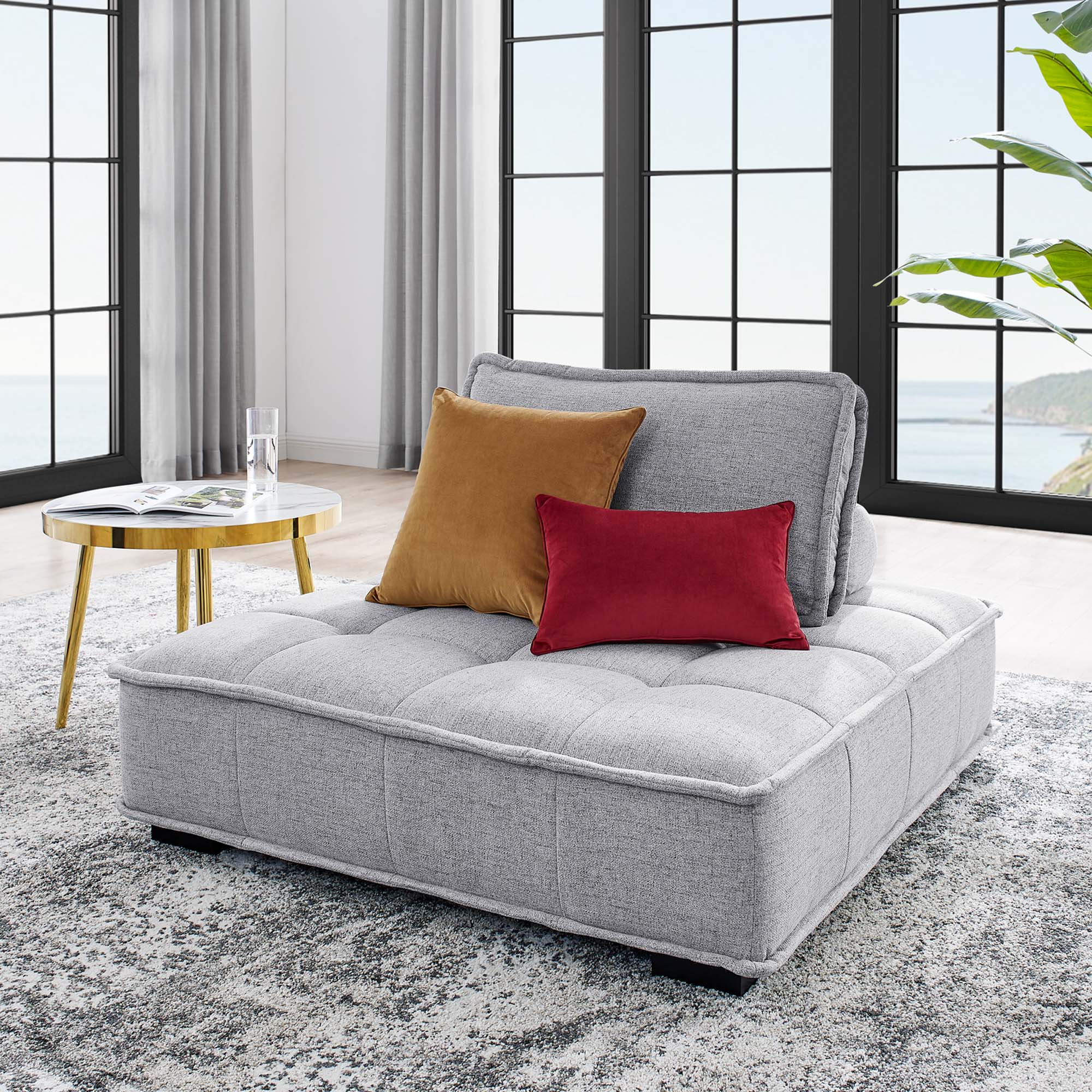 Saunter Tufted Fabric Armless Chair - Best Buy Furniture