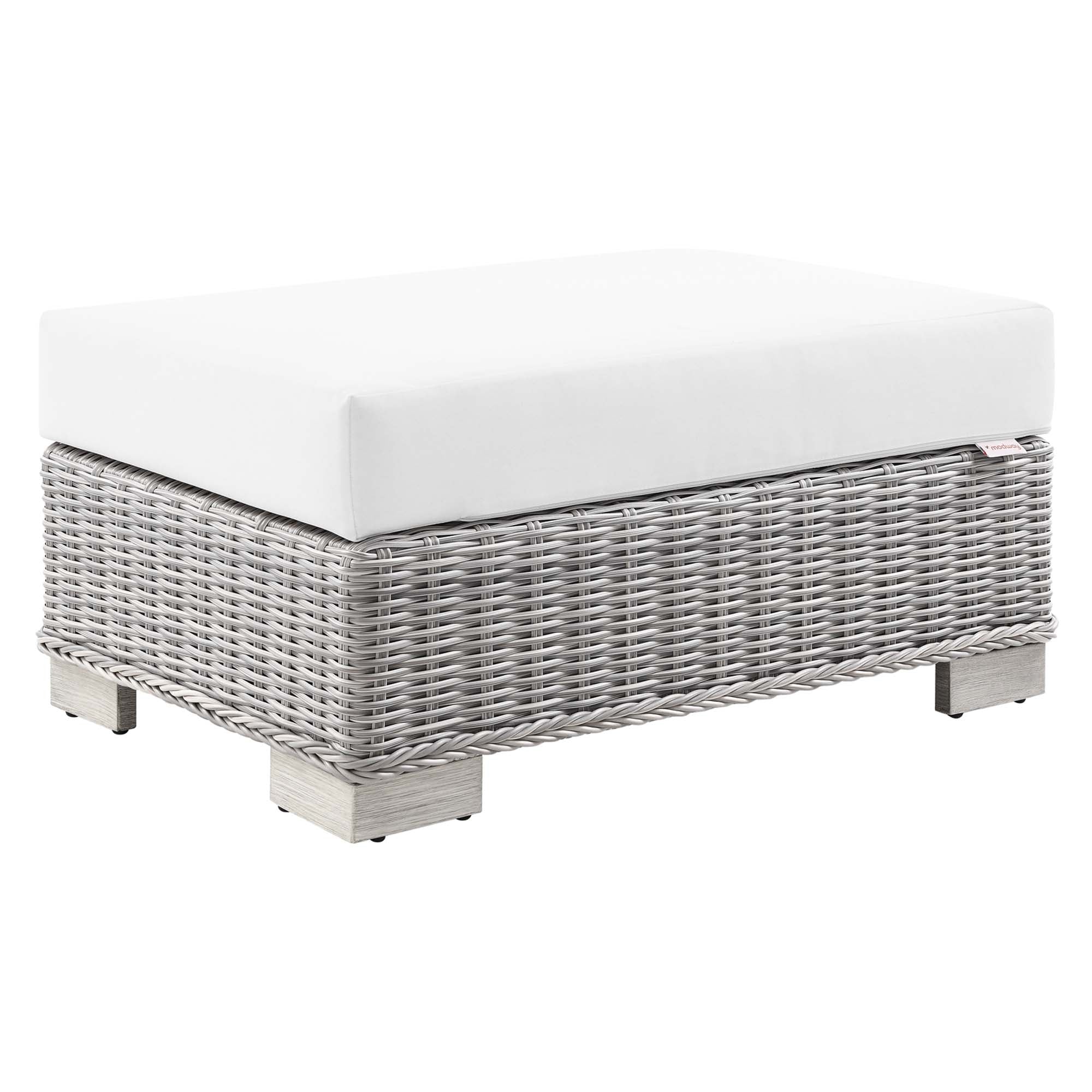 Conway Outdoor Patio Wicker Rattan Ottoman by Modway - Best Buy Furniture