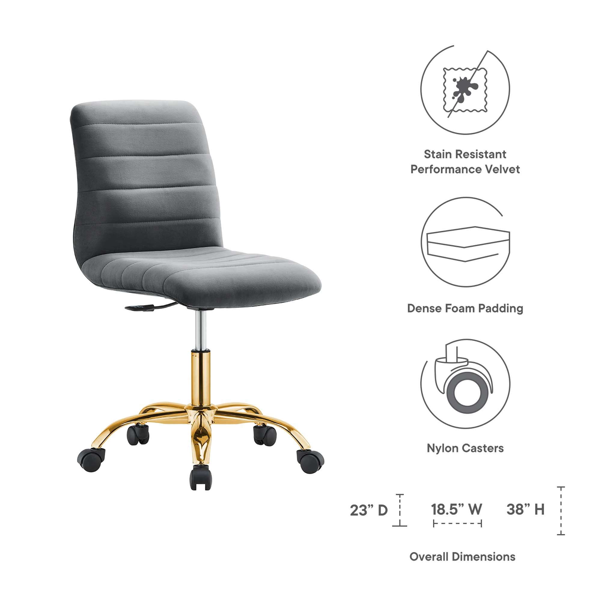 Ripple Armless Performance Velvet Office Chair by Modway - Best Buy Furniture