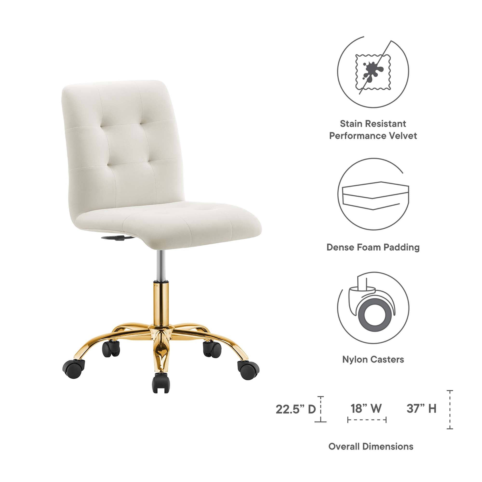 Prim Armless Performance Velvet Office Chair by Modway - Best Buy Furniture
