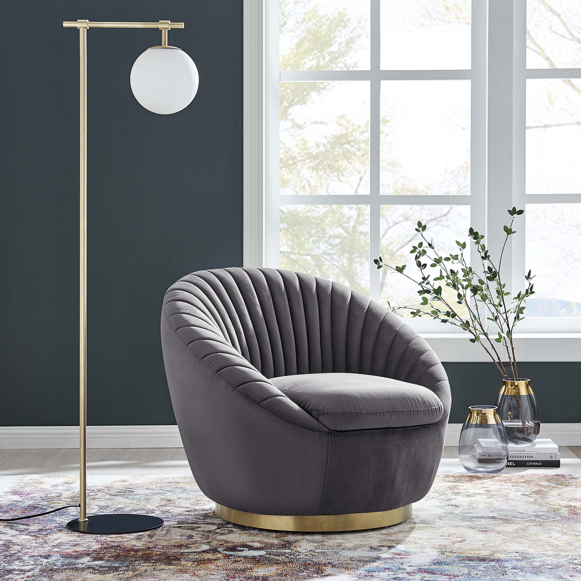 Whirr Tufted Performance Velvet Swivel Chair - Best Buy Furniture