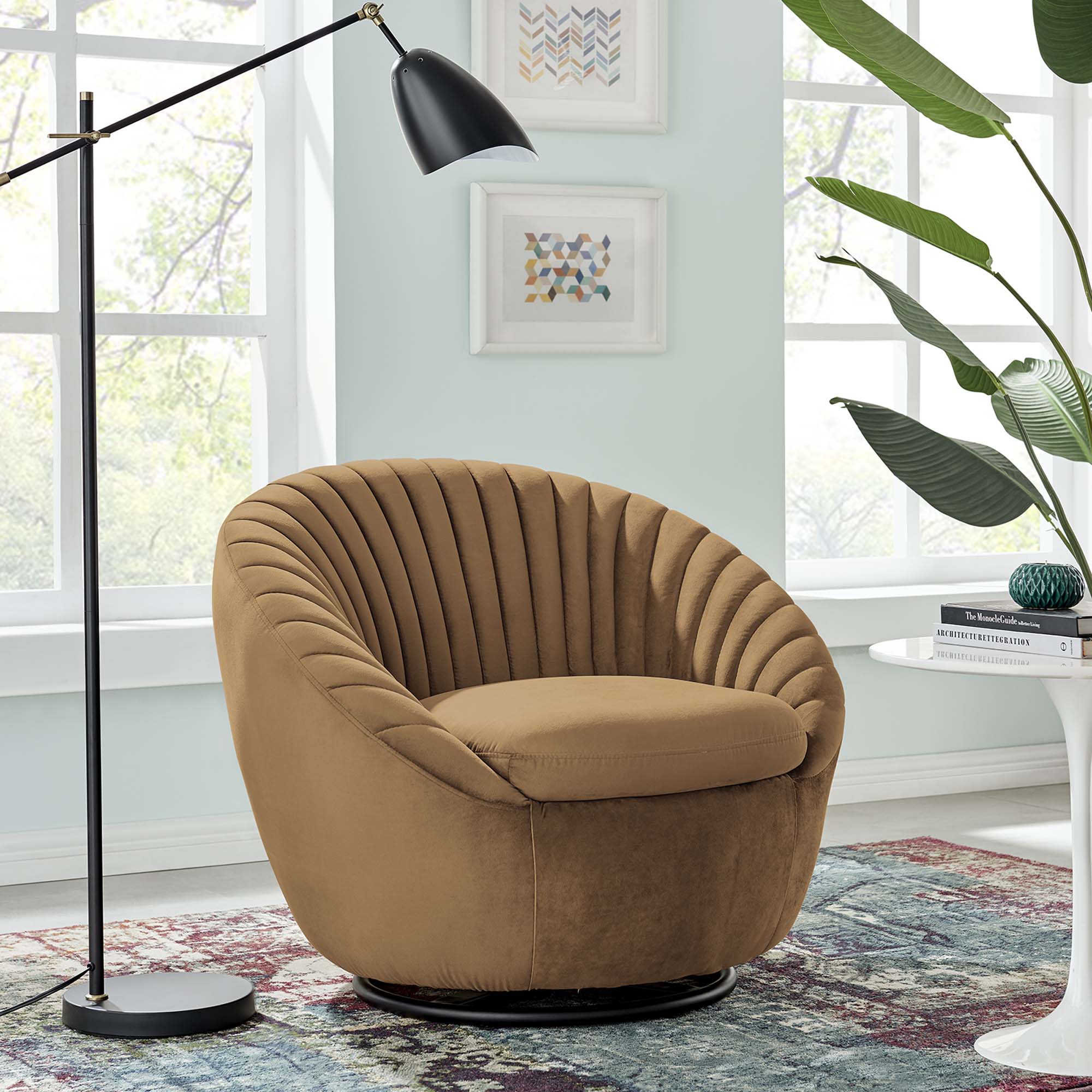 Whirr Tufted Performance Velvet Swivel Chair - Best Buy Furniture