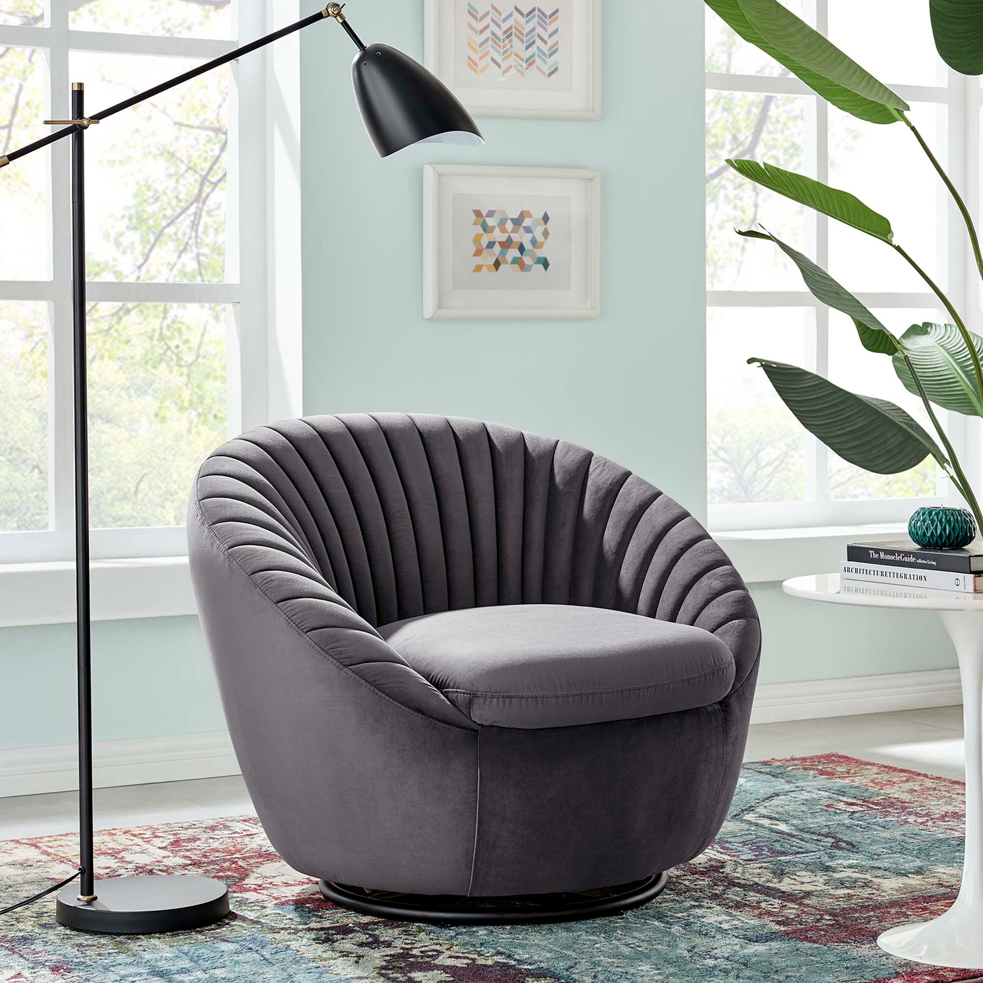 Whirr Tufted Performance Velvet Swivel Chair - Best Buy Furniture