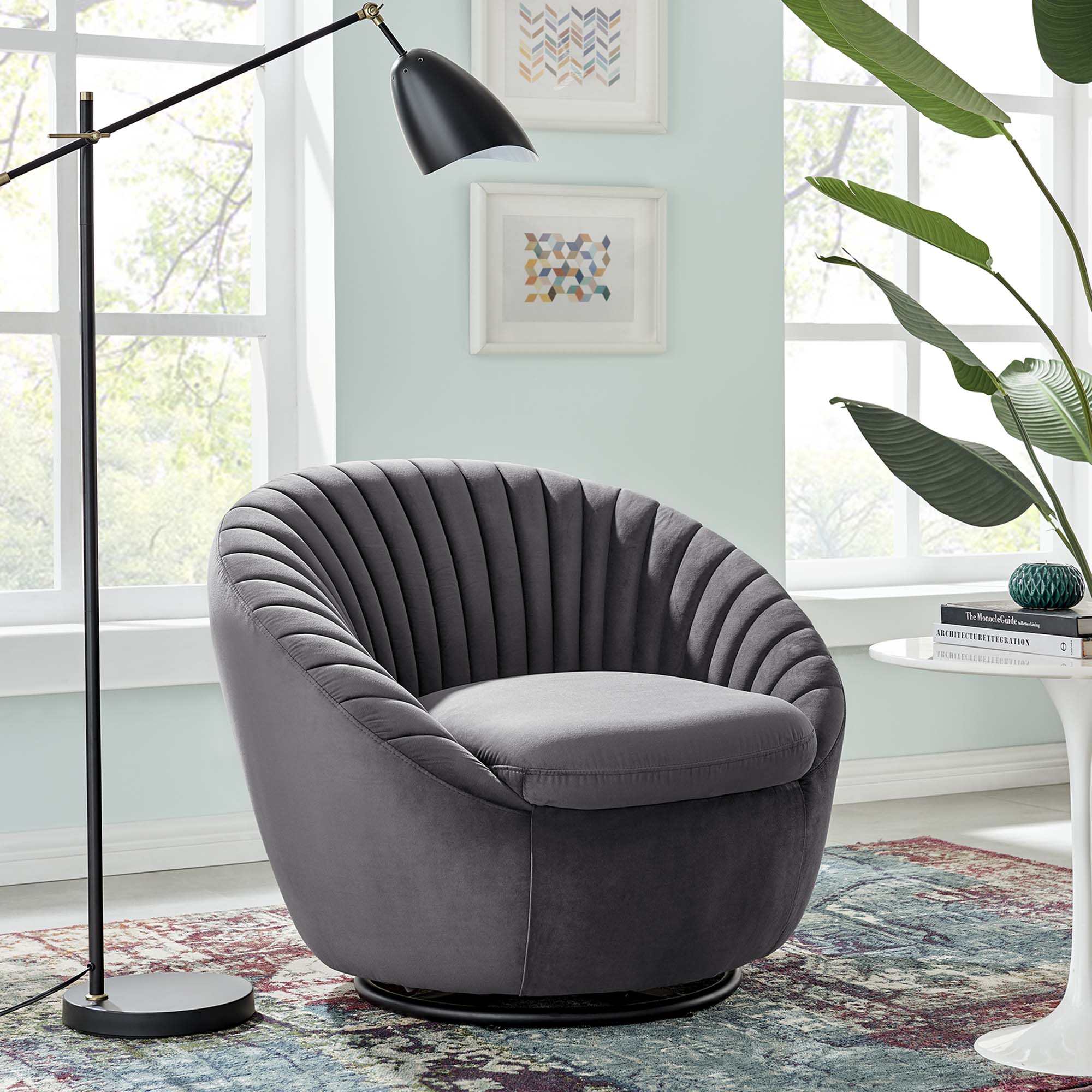 Whirr Tufted Performance Velvet Swivel Chair - Best Buy Furniture