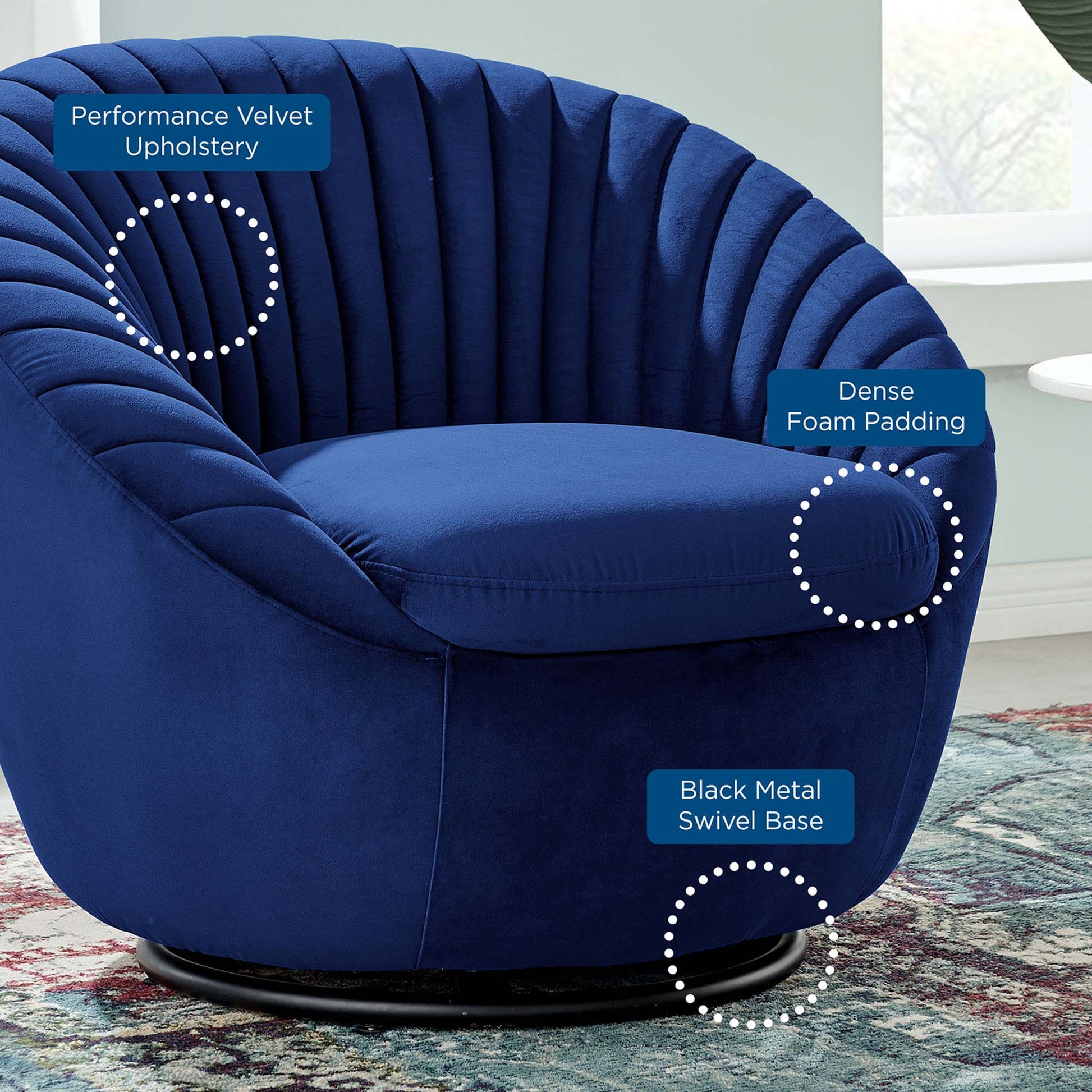 Whirr Tufted Performance Velvet Swivel Chair - Best Buy Furniture