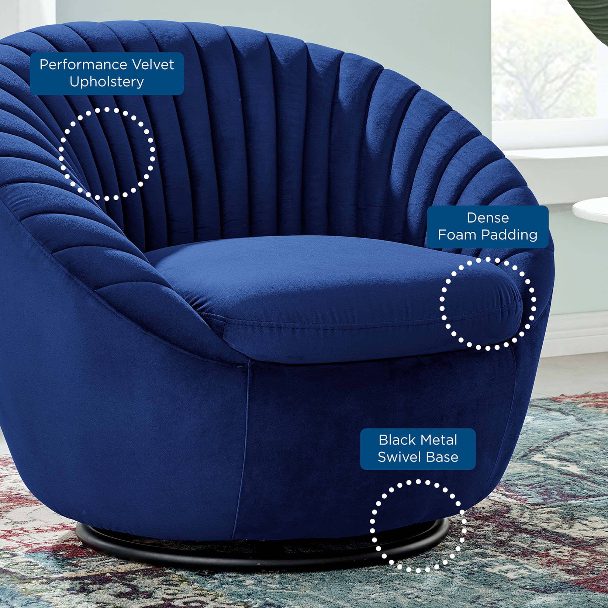 Whirr Tufted Performance Velvet Swivel Chair - Best Buy Furniture