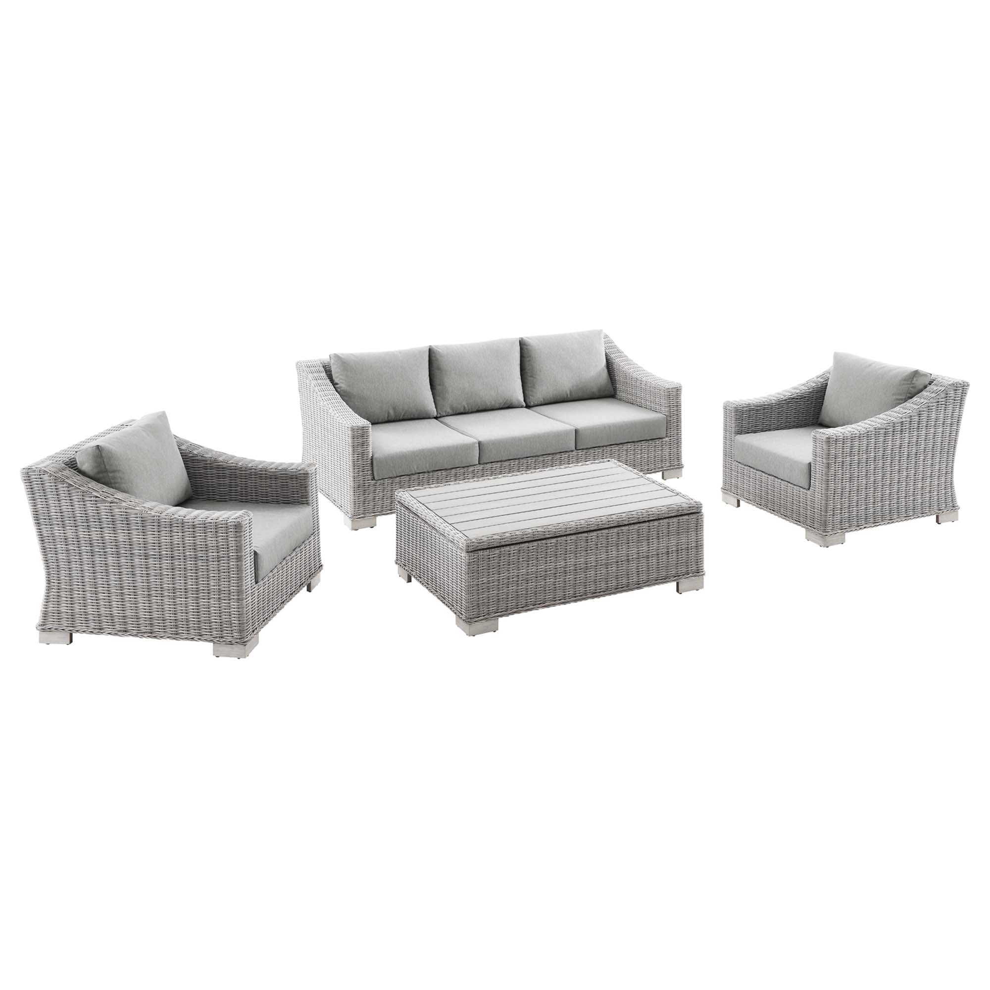 Conway 4-Piece Outdoor Patio Wicker Rattan Furniture Set by Modway - Best Buy Furniture