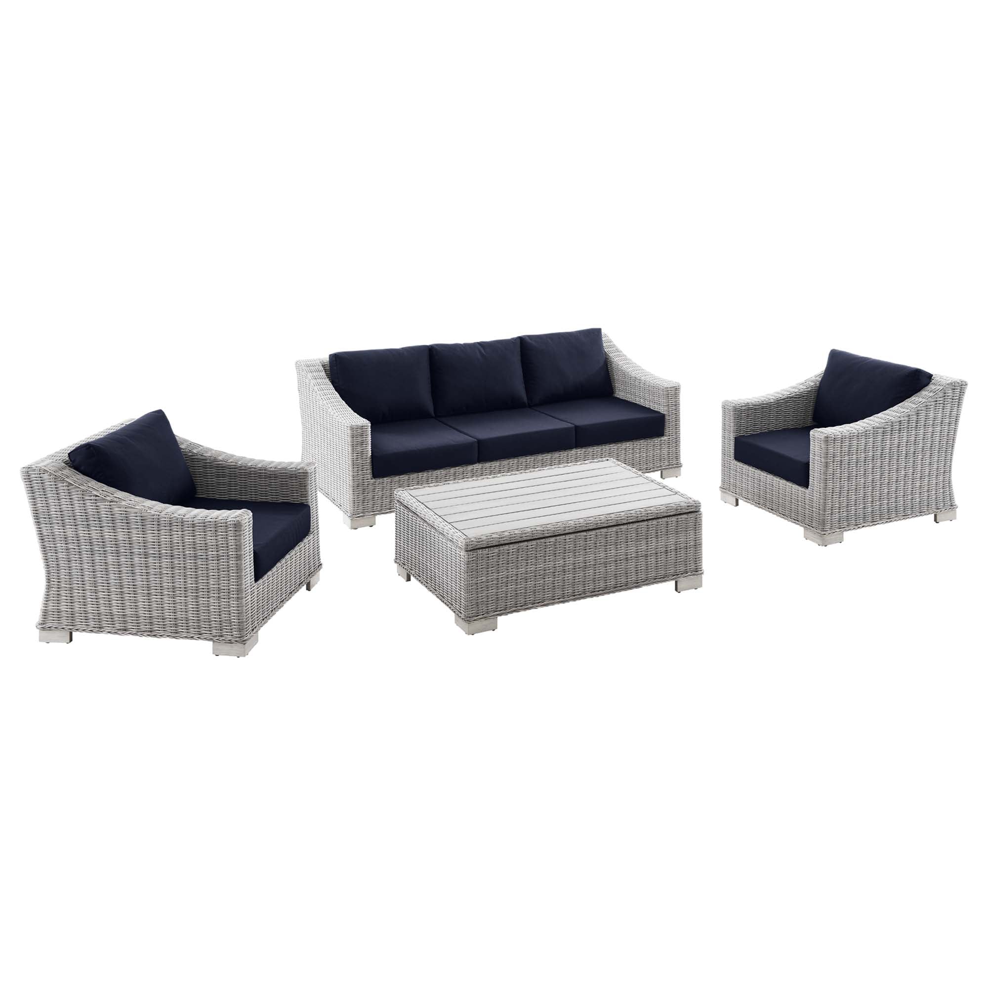 Conway 4-Piece Outdoor Patio Wicker Rattan Furniture Set by Modway - Best Buy Furniture