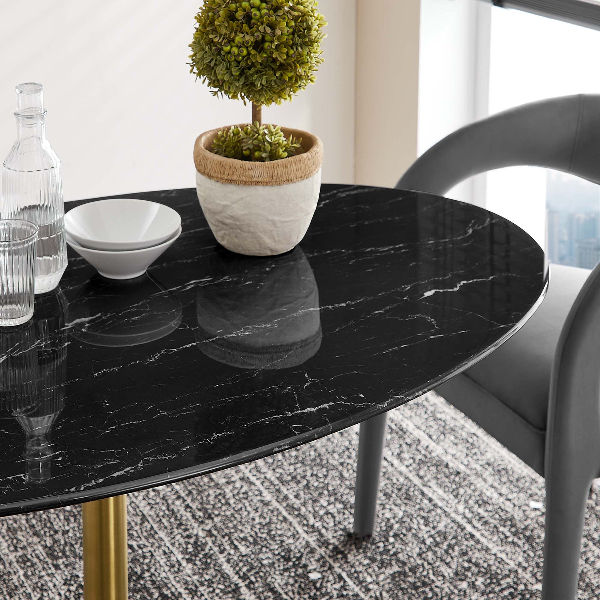 Lippa 54" Oval Faux Marble Dining Table by Modway - Best Buy Furniture