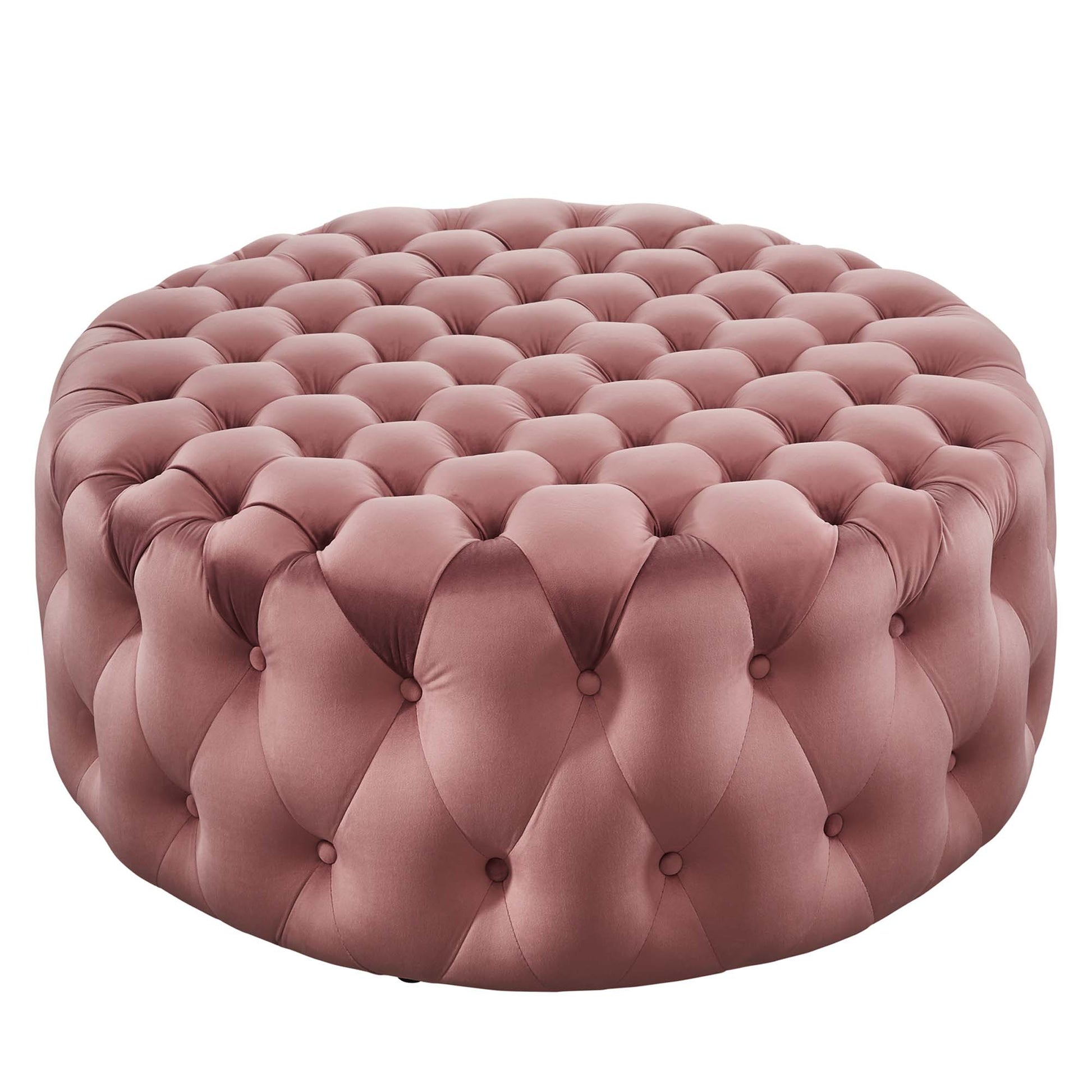 Amour Tufted Button Large Round Performance Velvet Ottoman by Modway - Best Buy Furniture