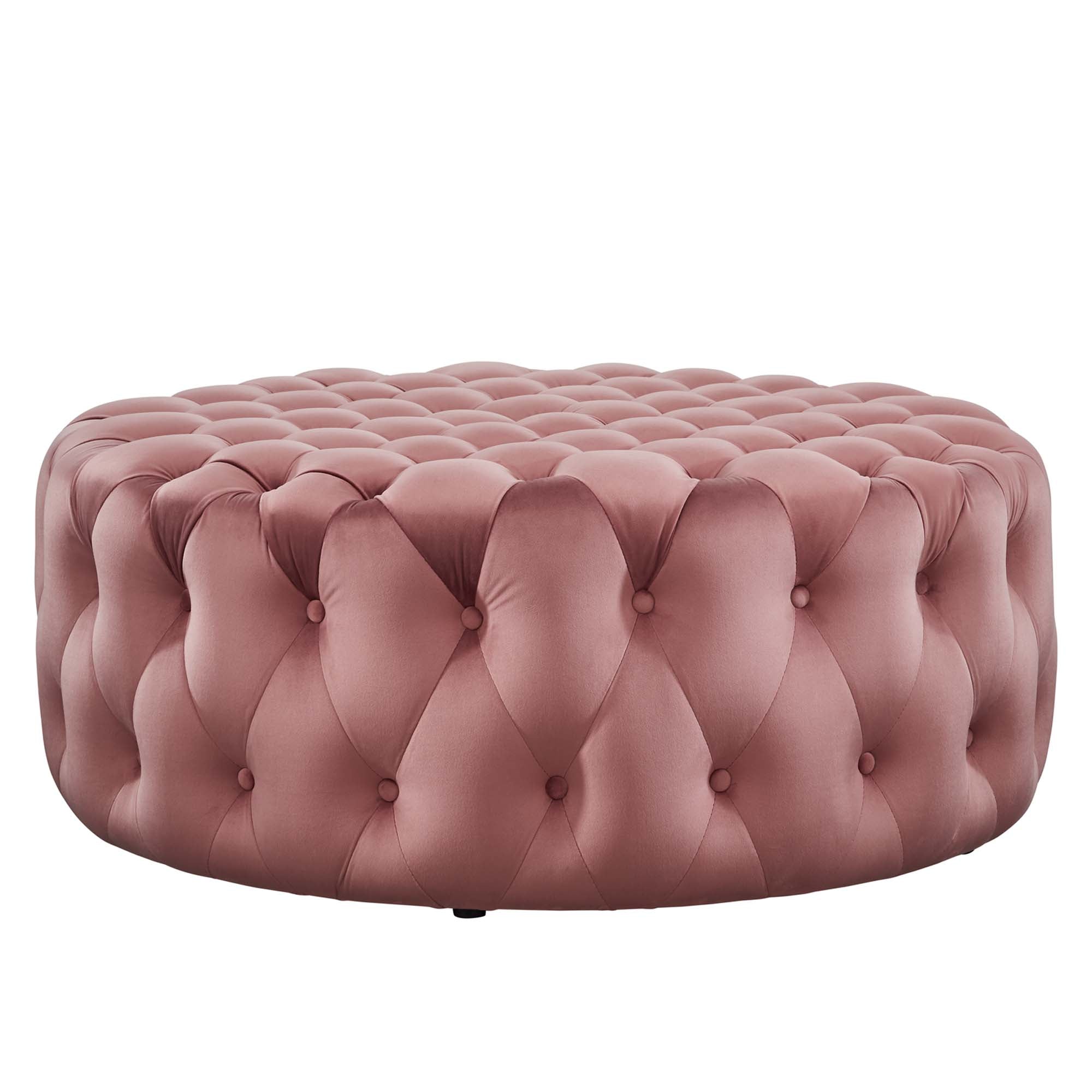 Amour Tufted Button Large Round Performance Velvet Ottoman by Modway - Best Buy Furniture