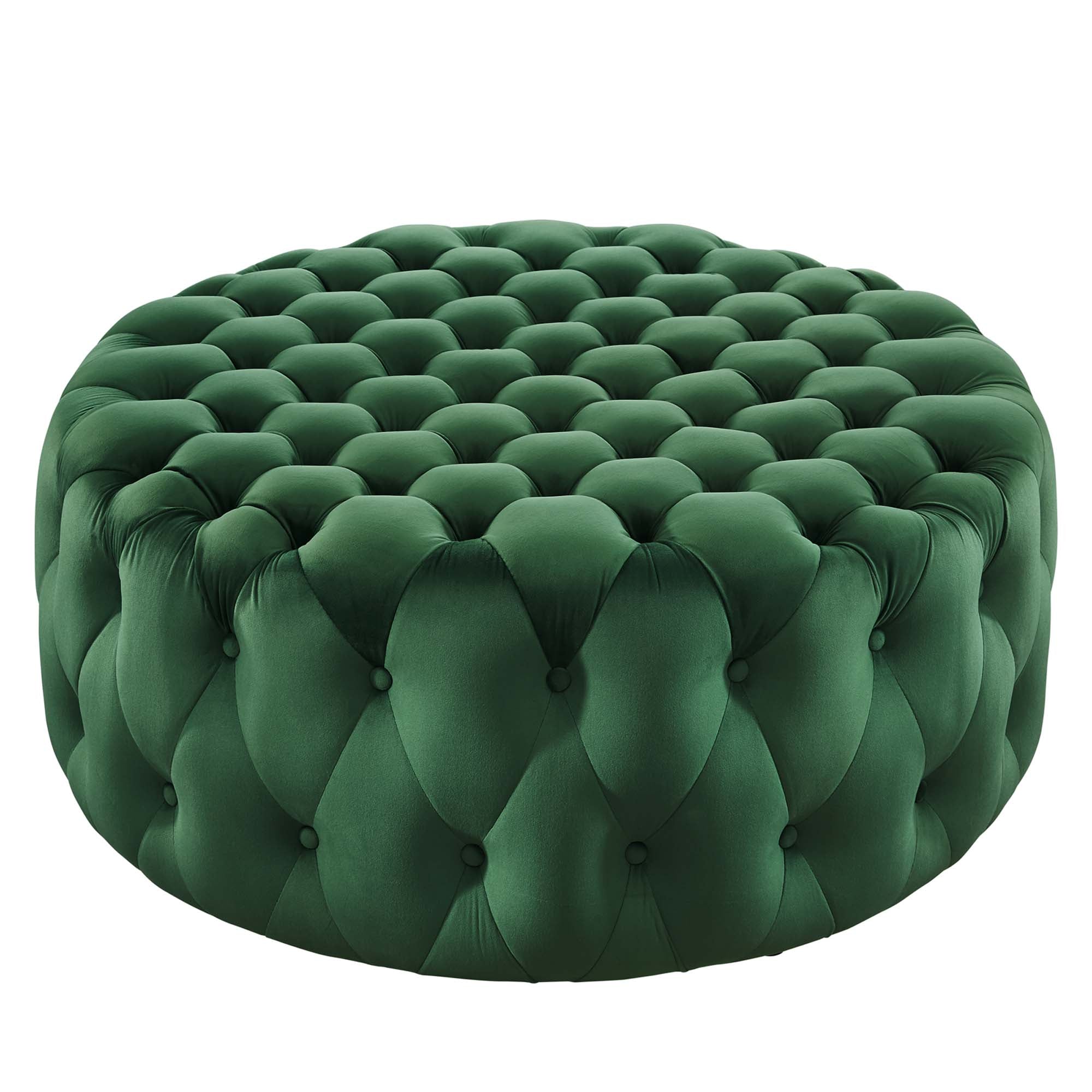 Amour Tufted Button Large Round Performance Velvet Ottoman by Modway - Best Buy Furniture