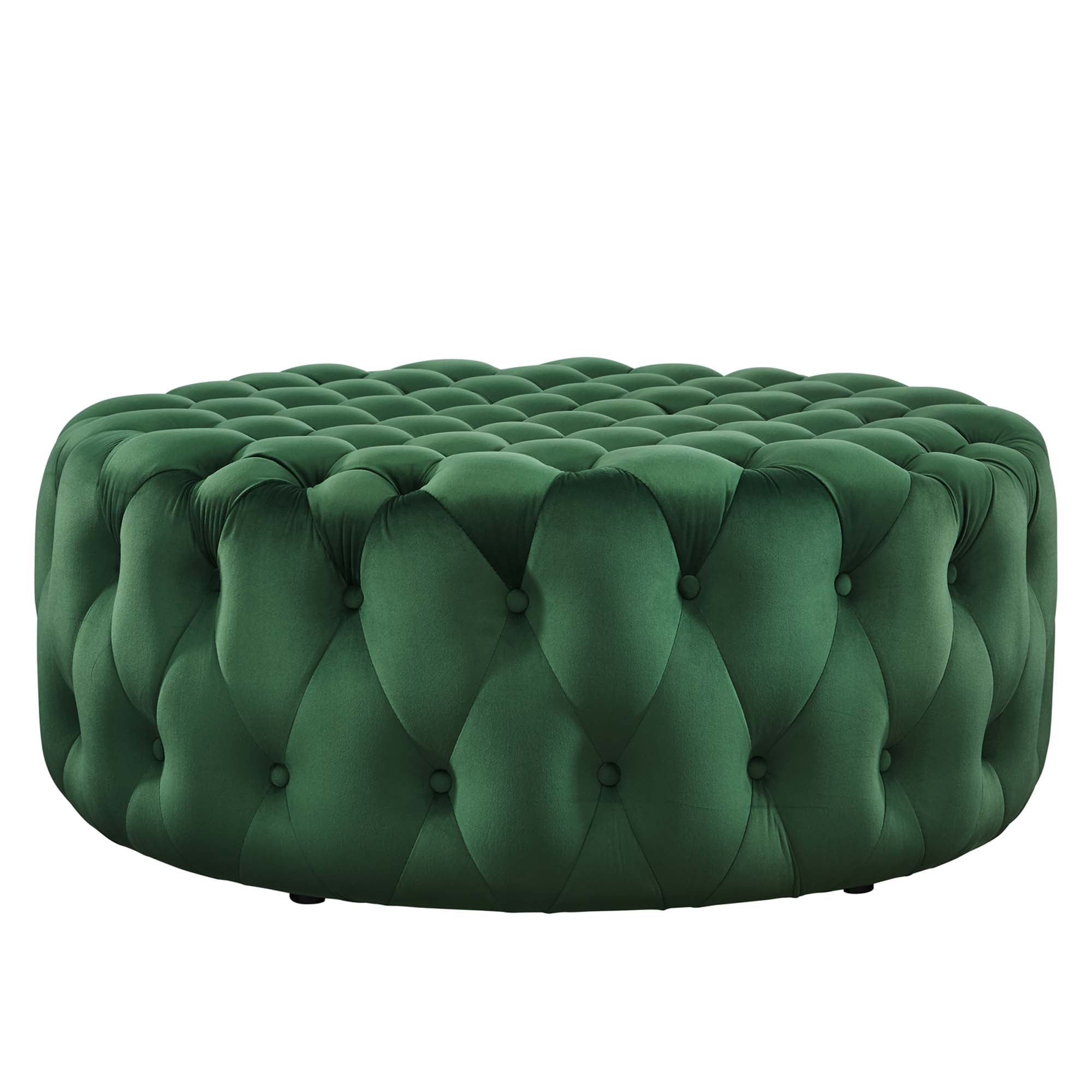 Amour Tufted Button Large Round Performance Velvet Ottoman by Modway - Best Buy Furniture