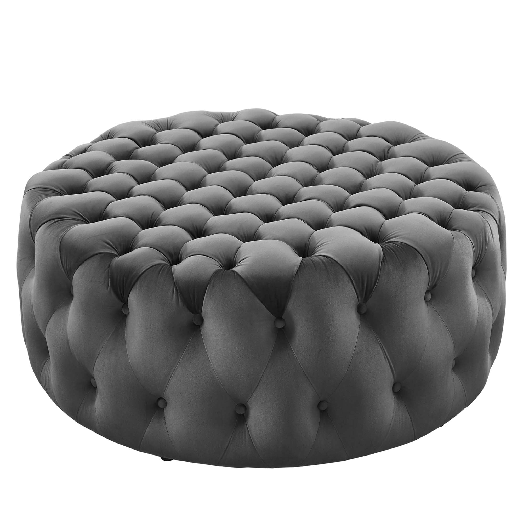 Amour Tufted Button Large Round Performance Velvet Ottoman by Modway - Best Buy Furniture