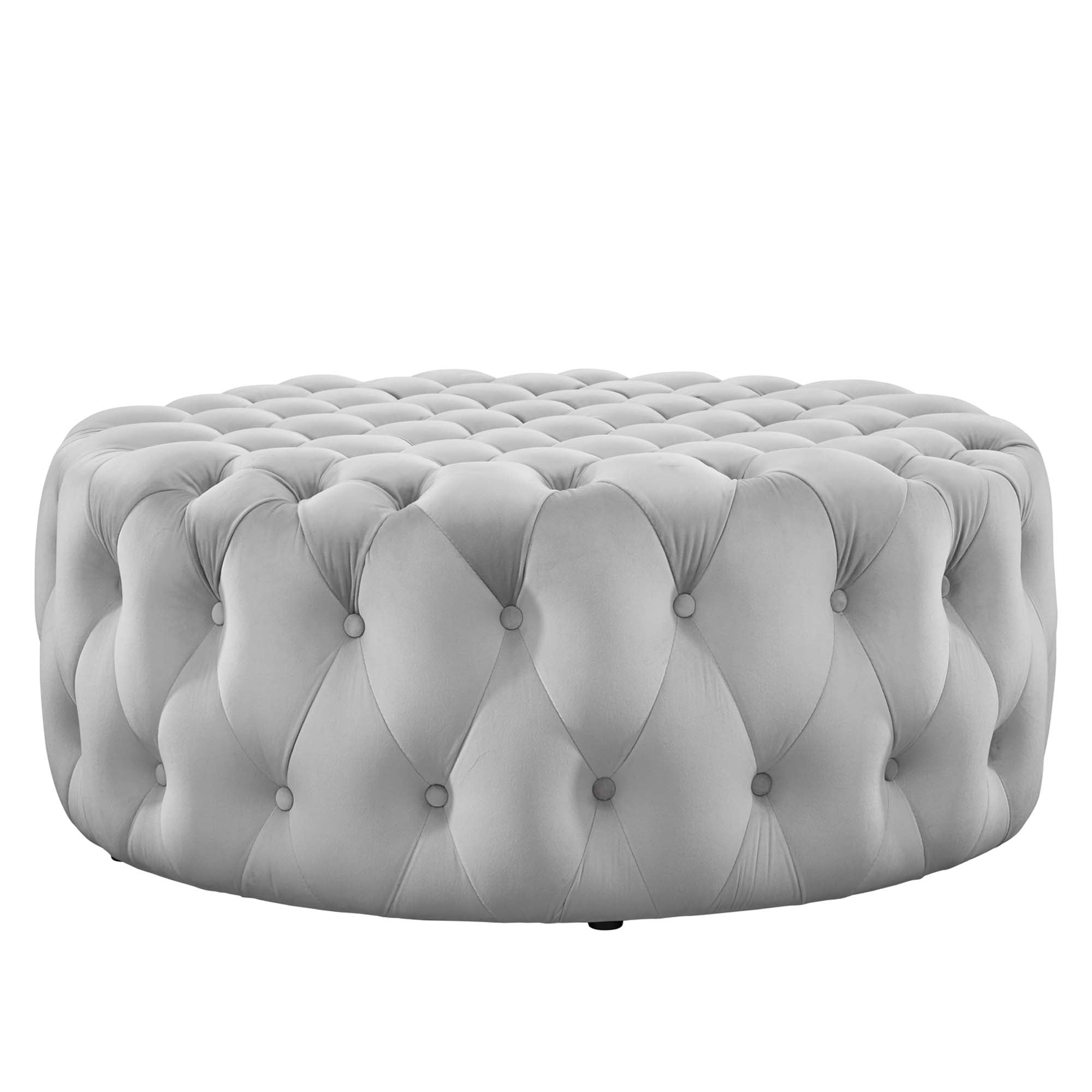 Amour Tufted Button Large Round Performance Velvet Ottoman by Modway - Best Buy Furniture