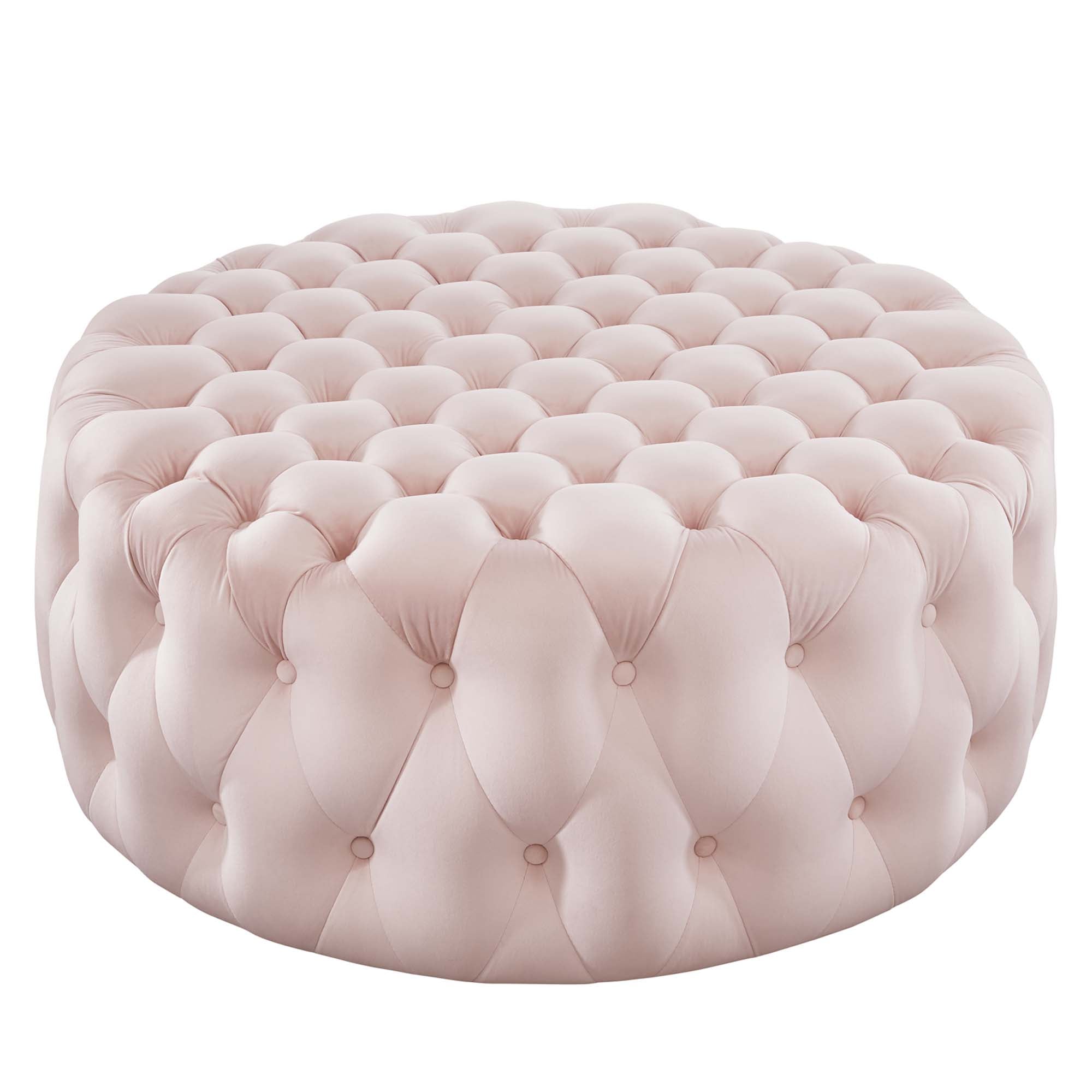 Amour Tufted Button Large Round Performance Velvet Ottoman by Modway - Best Buy Furniture