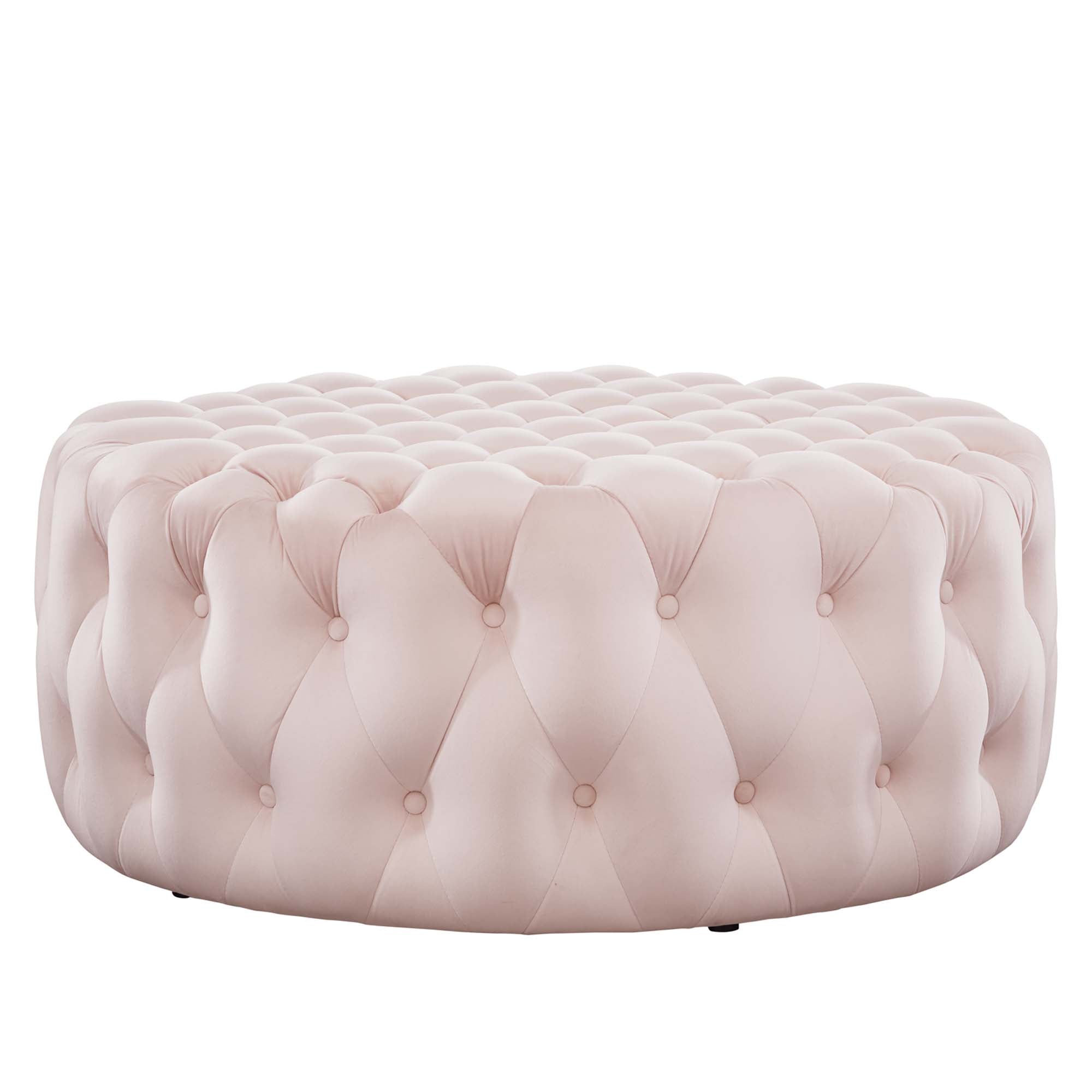 Amour Tufted Button Large Round Performance Velvet Ottoman by Modway - Best Buy Furniture