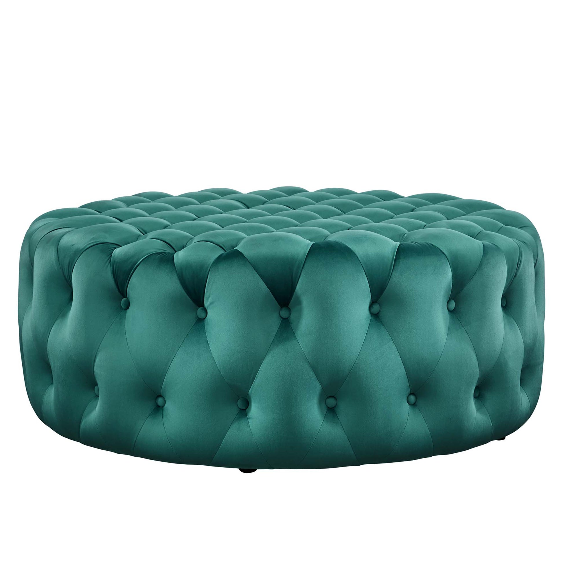 Amour Tufted Button Large Round Performance Velvet Ottoman by Modway - Best Buy Furniture