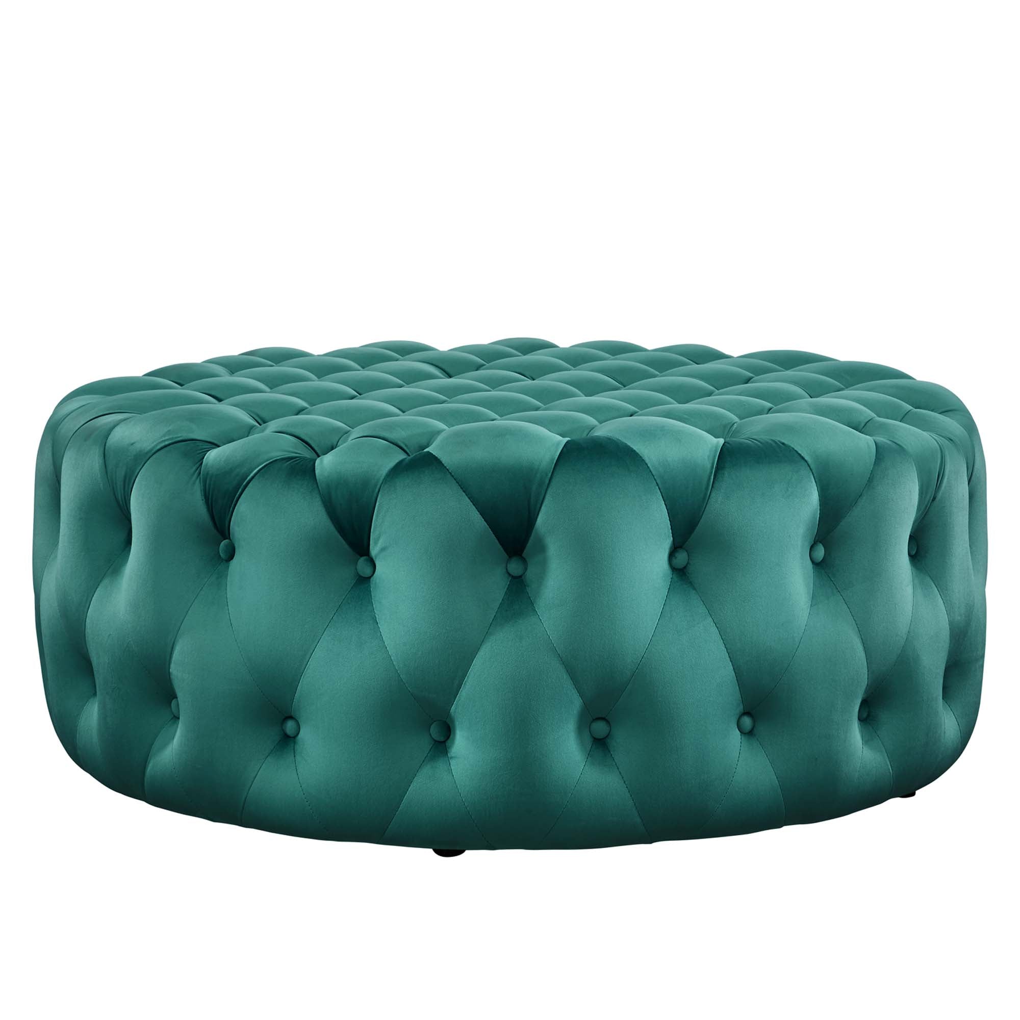 Amour Tufted Button Large Round Performance Velvet Ottoman by Modway - Best Buy Furniture