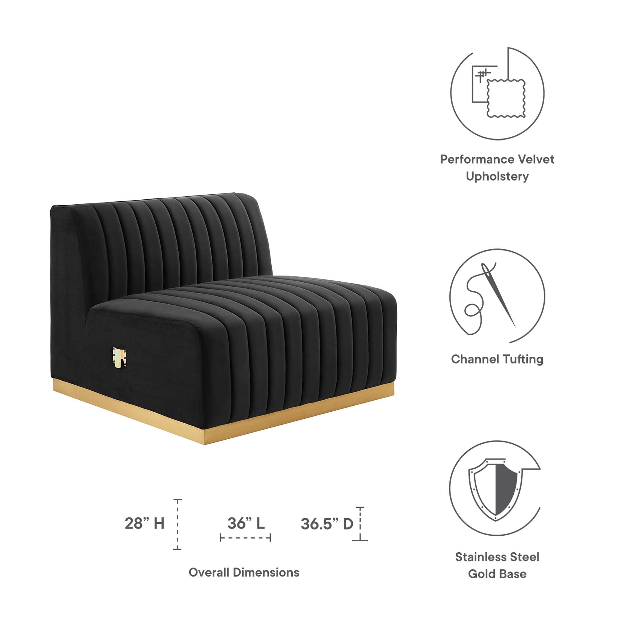 Conjure Channel Tufted Performance Velvet Armless Chair by Modway - Best Buy Furniture