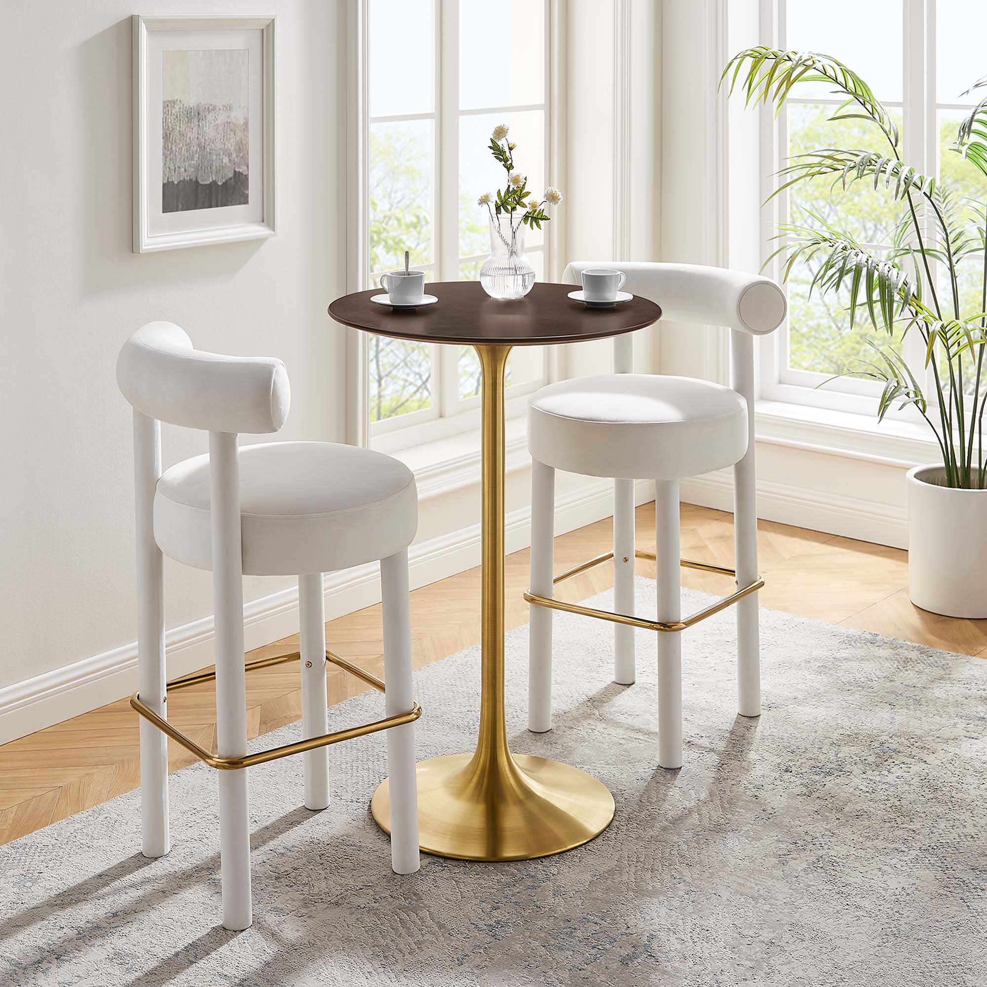 Lippa 28" Round Cherry Walnut Wood Bar Table by Modway - Best Buy Furniture