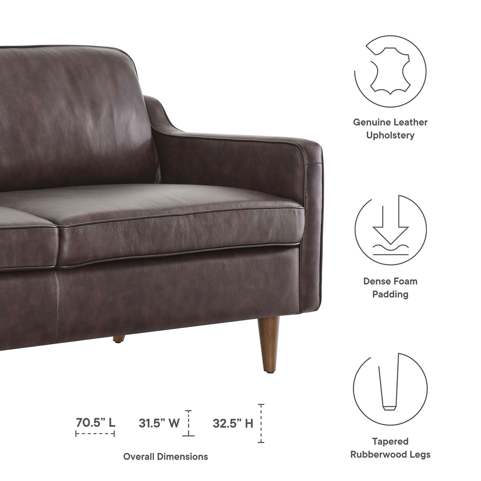 Impart Genuine Leather Sofa by Modway - Best Buy Furniture