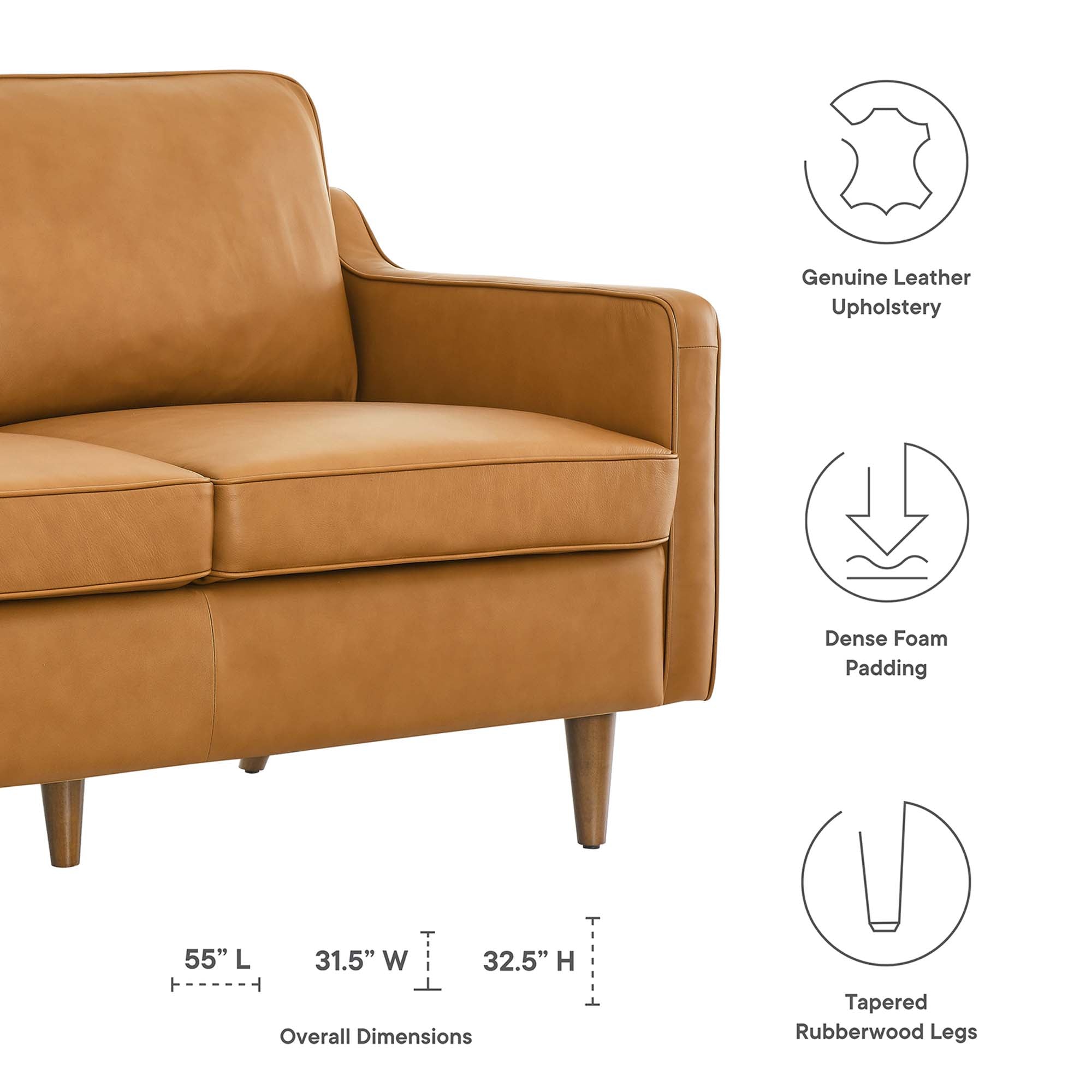 Impart Genuine Leather Loveseat by Modway - Best Buy Furniture