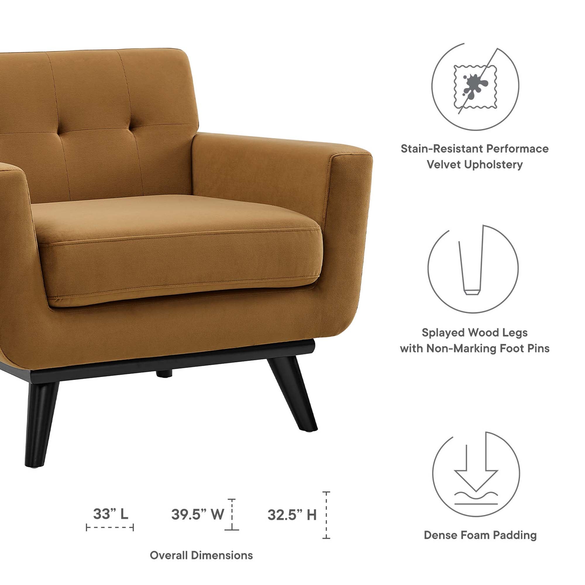 Engage Performance Velvet Armchair - Best Buy Furniture