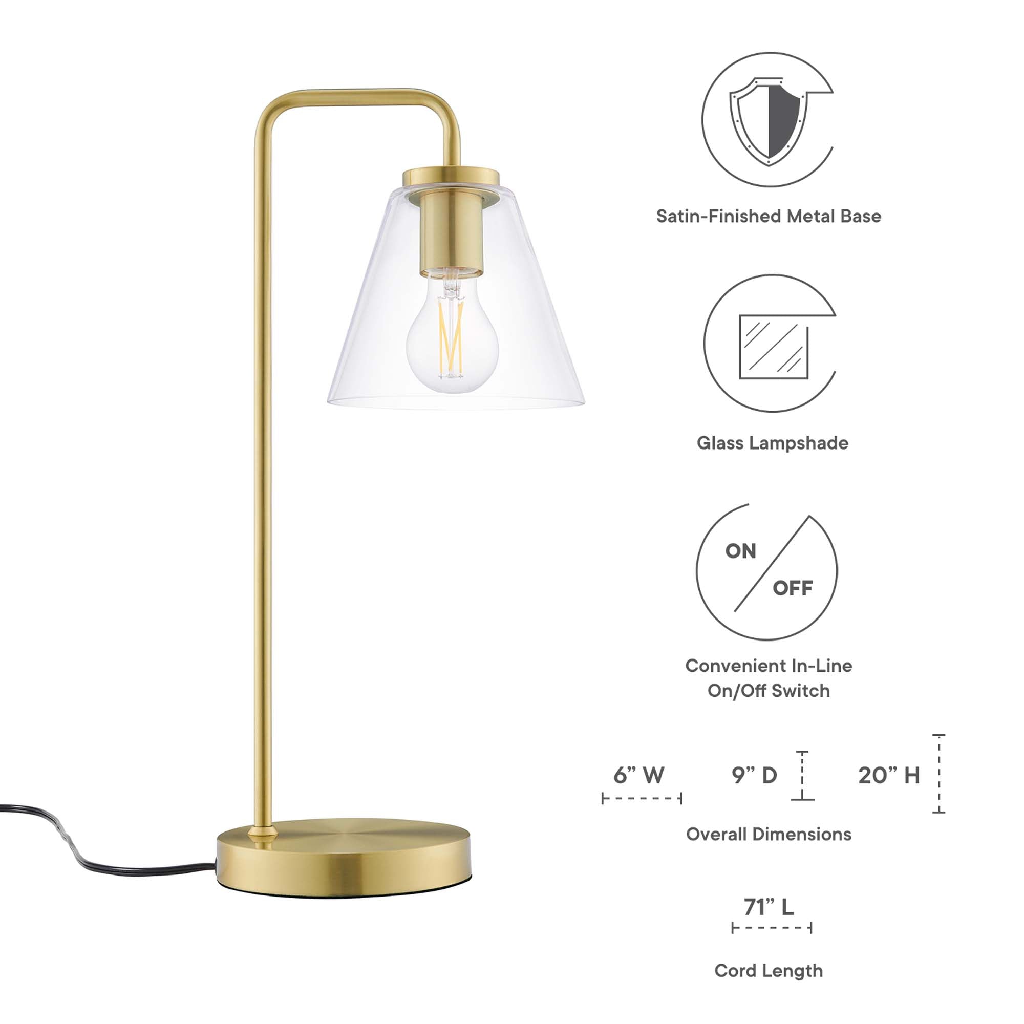 Element Glass Table Lamp by Modway - Best Buy Furniture