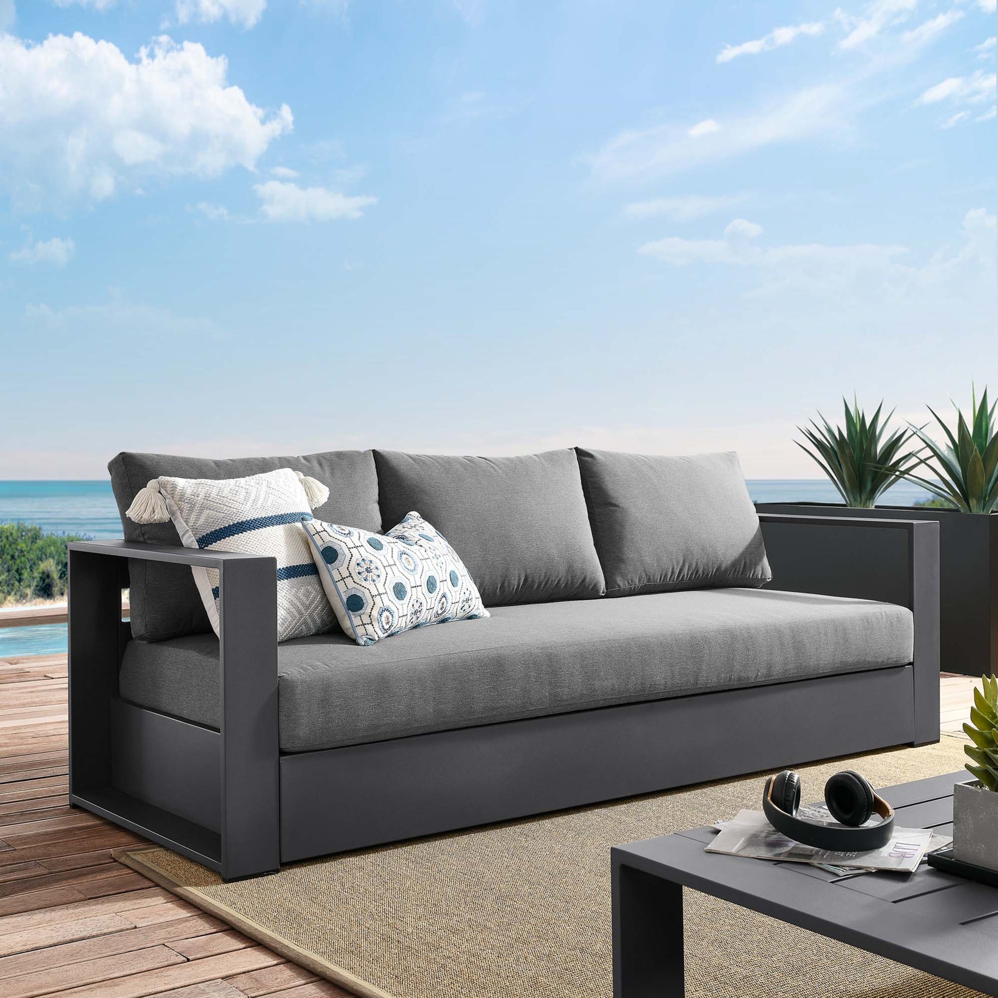 Tahoe Outdoor Patio Powder-Coated Aluminum Sofa by Modway - Best Buy Furniture