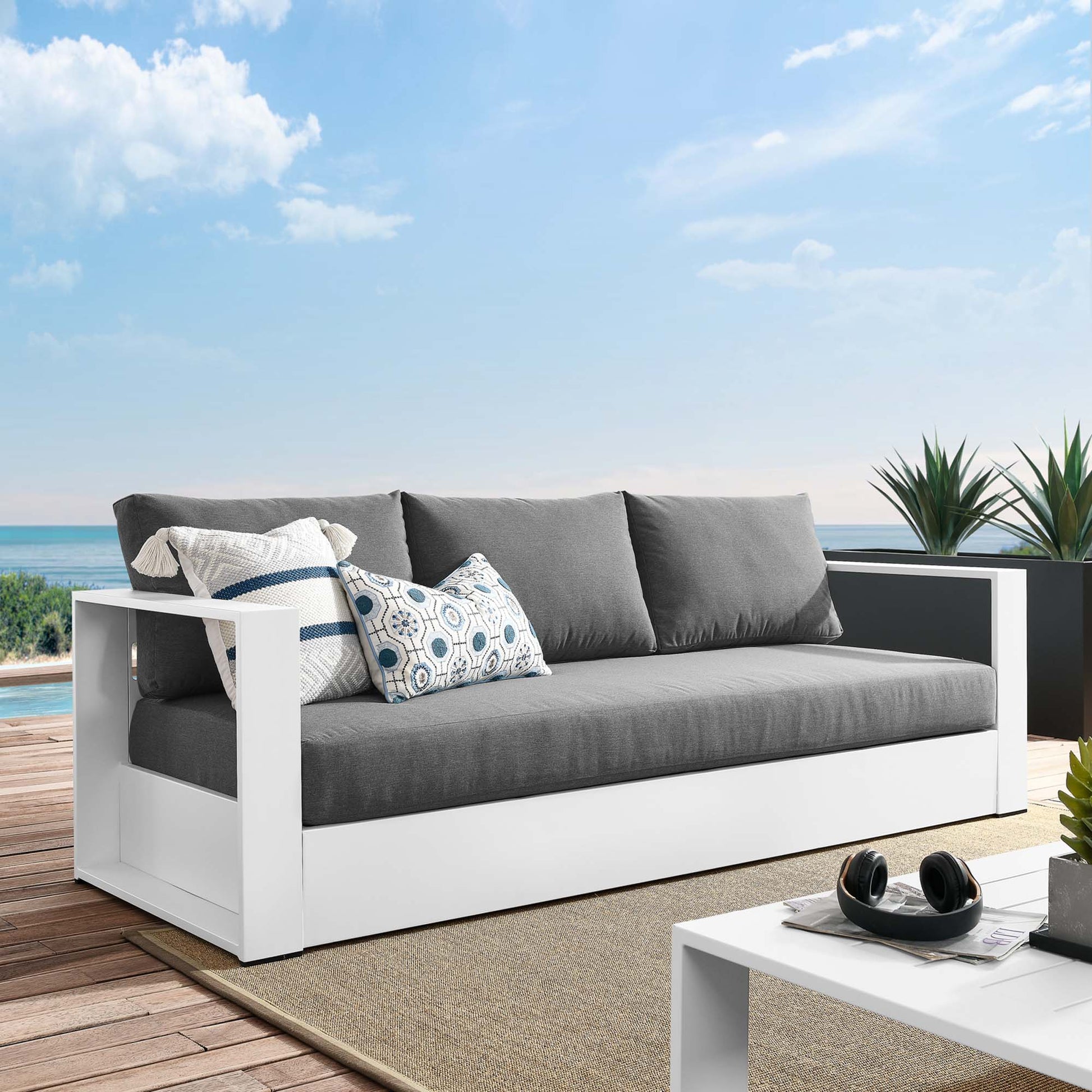 Tahoe Outdoor Patio Powder-Coated Aluminum Sofa by Modway - Best Buy Furniture