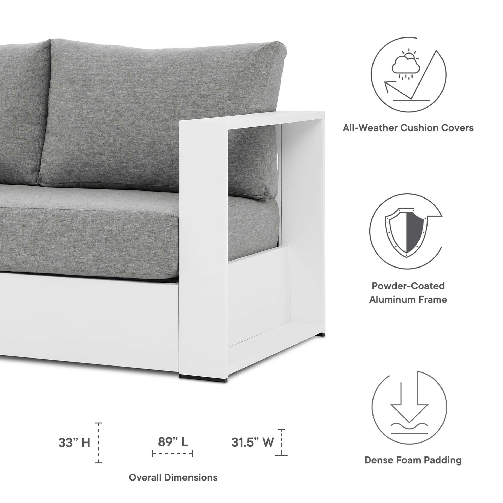 Tahoe Outdoor Patio Powder-Coated Aluminum Sofa by Modway - Best Buy Furniture