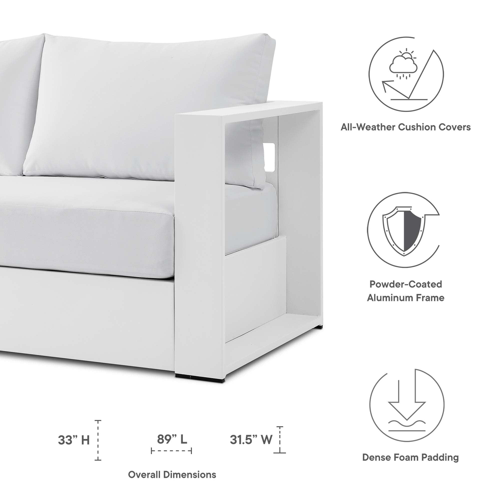 Tahoe Outdoor Patio Powder-Coated Aluminum Sofa by Modway - Best Buy Furniture