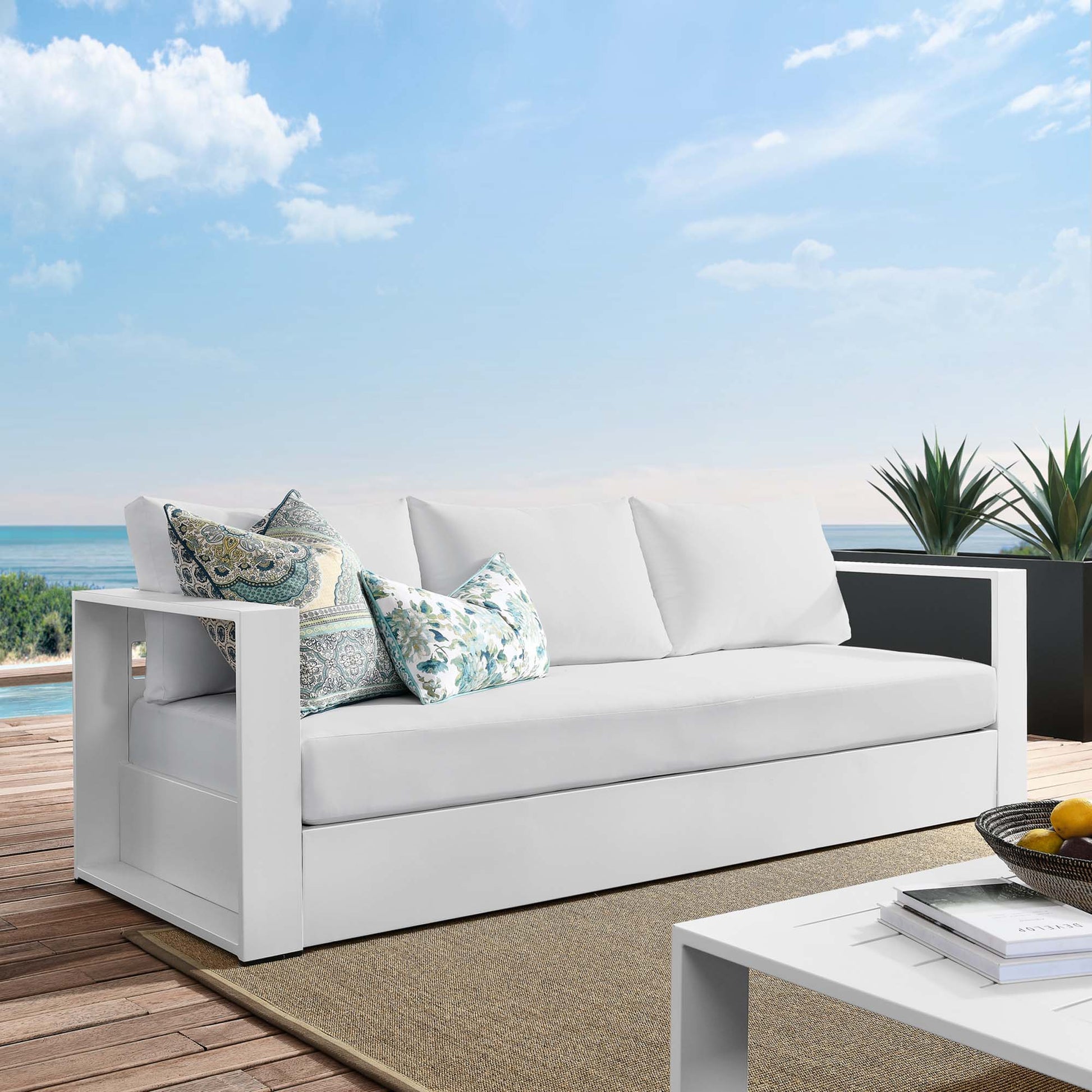 Tahoe Outdoor Patio Powder-Coated Aluminum Sofa by Modway - Best Buy Furniture