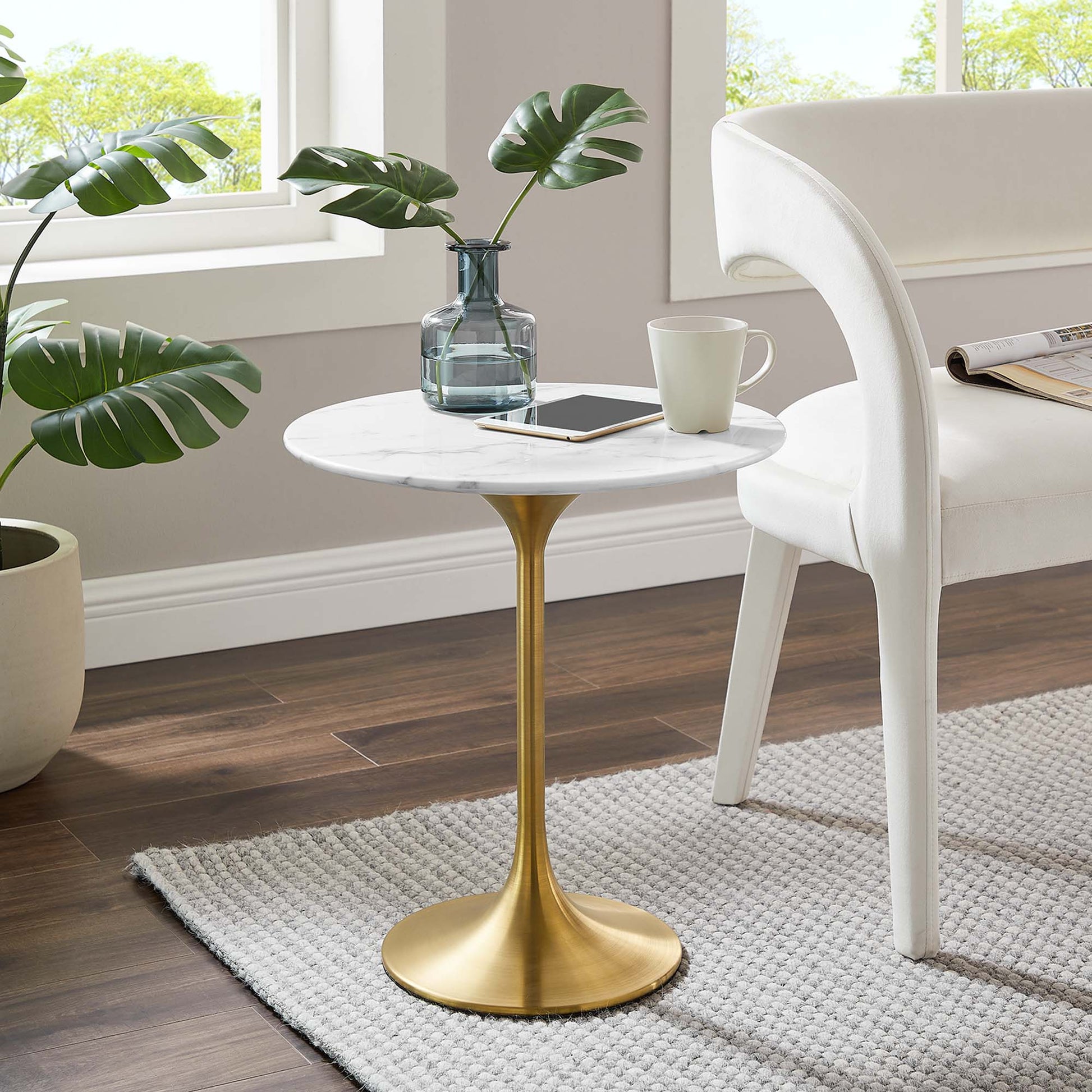 Lippa 20" Round Faux Marble Side Table by Modway - Best Buy Furniture